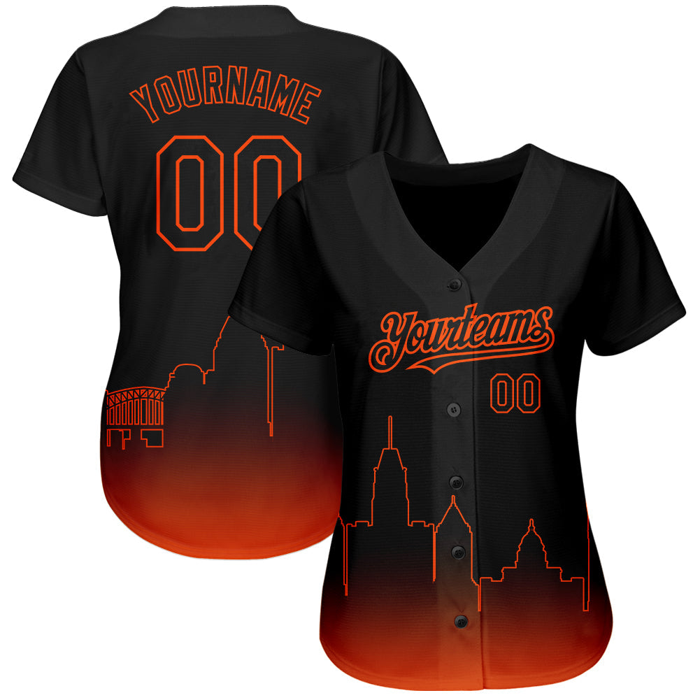 Custom Black Orange 3D Baltimore City Edition Fade Fashion Authentic Baseball Jersey baseball jersey product view 2