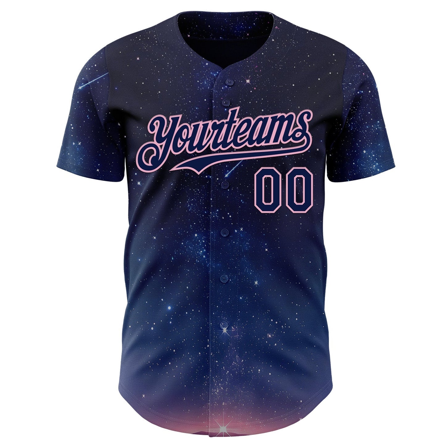 Custom Navy-Light Pink Galaxy Star Authentic Baseball Jersey baseball jersey product view 2