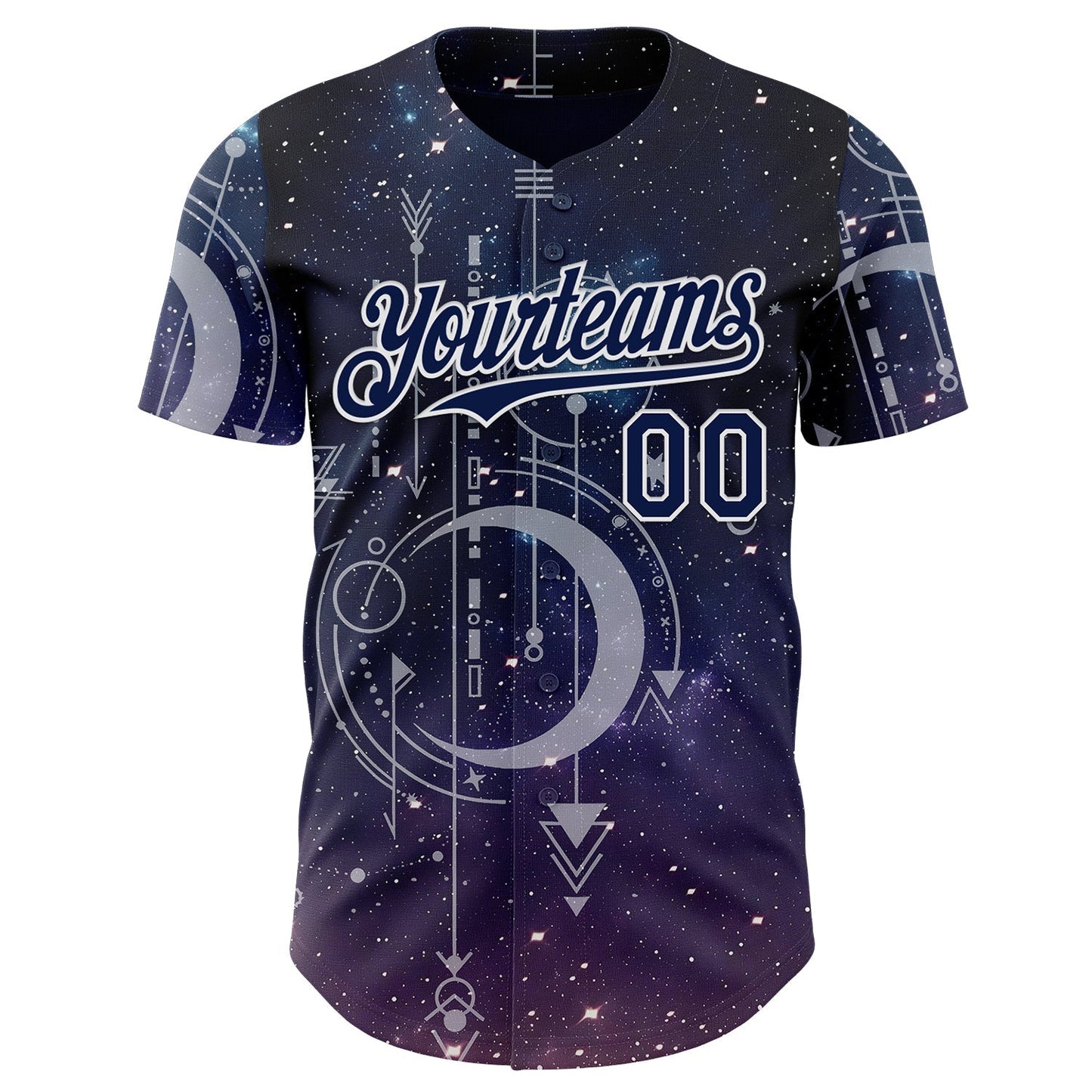 Custom Dark Purple Navy-White Galaxy Star Authentic Baseball Jersey baseball jersey product view 2