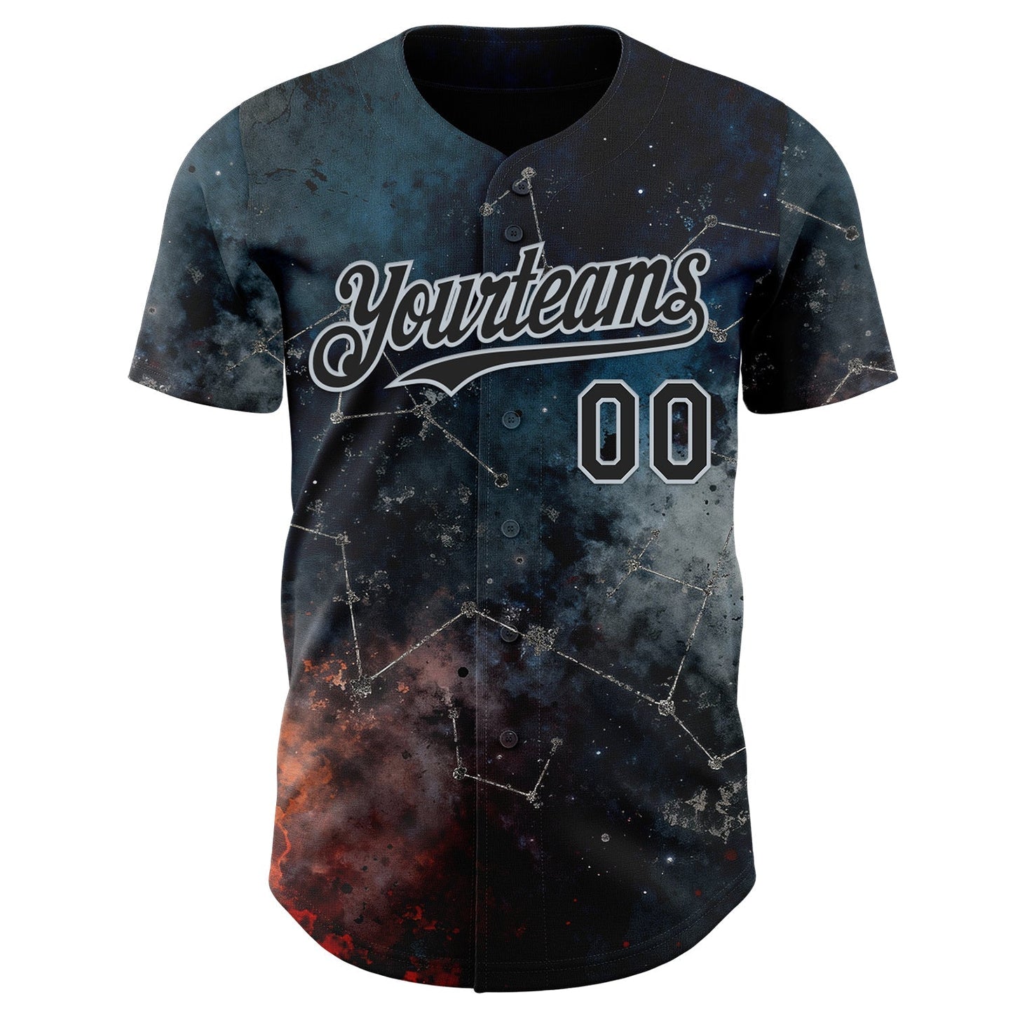 Custom Navy Black-Silver Galaxy Star Nebula Authentic Baseball Jersey baseball jersey product view 2