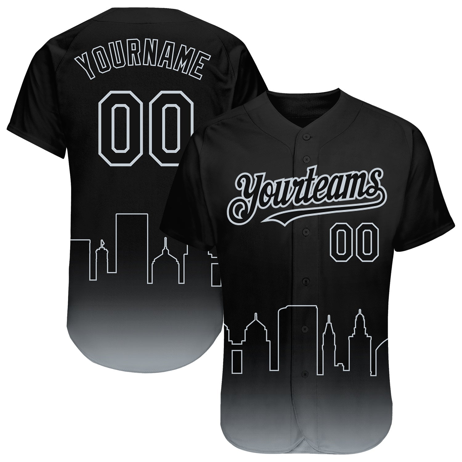 Custom Black Silver 3D Oakland City Edition Fade Fashion Authentic Baseball Jersey baseball jersey product view 1