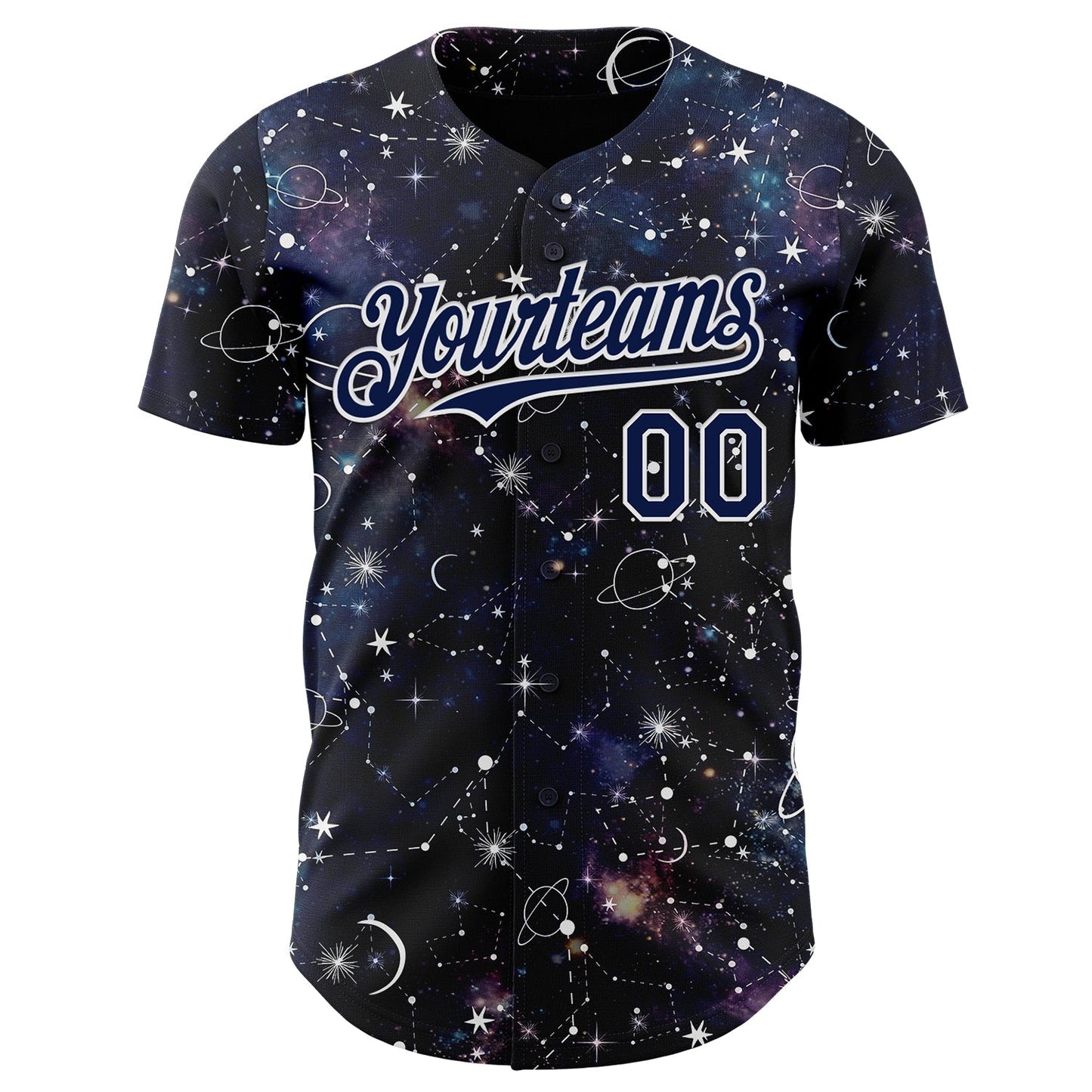 Custom Navy-White Galaxy Star Nebula Authentic Baseball Jersey baseball jersey product view 2