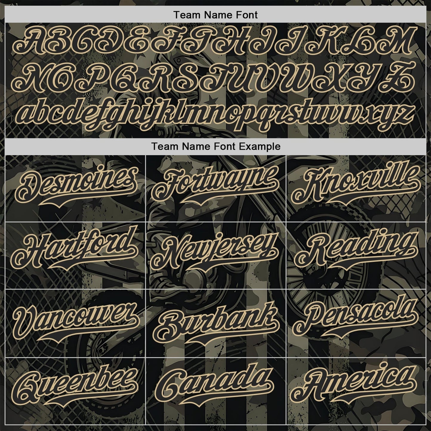 Custom Camo Black-Vegas Gold 3D Pattern Design Motorcycle Motocross Authentic Baseball Jersey baseball jersey product view 4