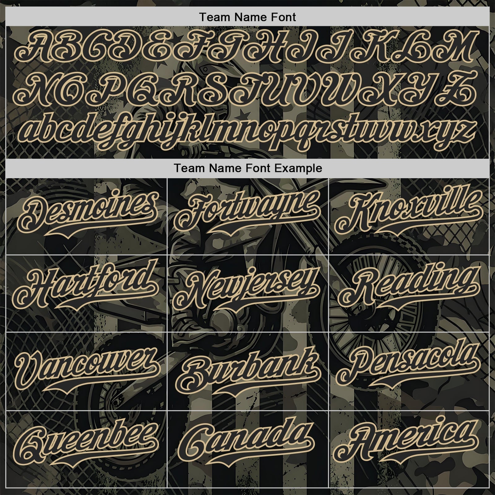 Custom Camo Black-Vegas Gold 3D Pattern Design Motorcycle Motocross Authentic Baseball Jersey baseball jersey product view 4