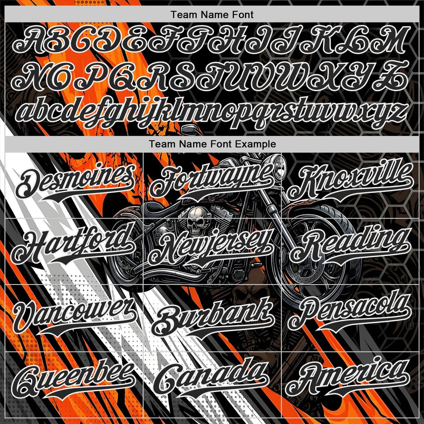 Custom Black Orange Gray-White 3D Pattern Design Motorcycle Motocross Skull Authentic Baseball Jersey baseball jersey product view 4