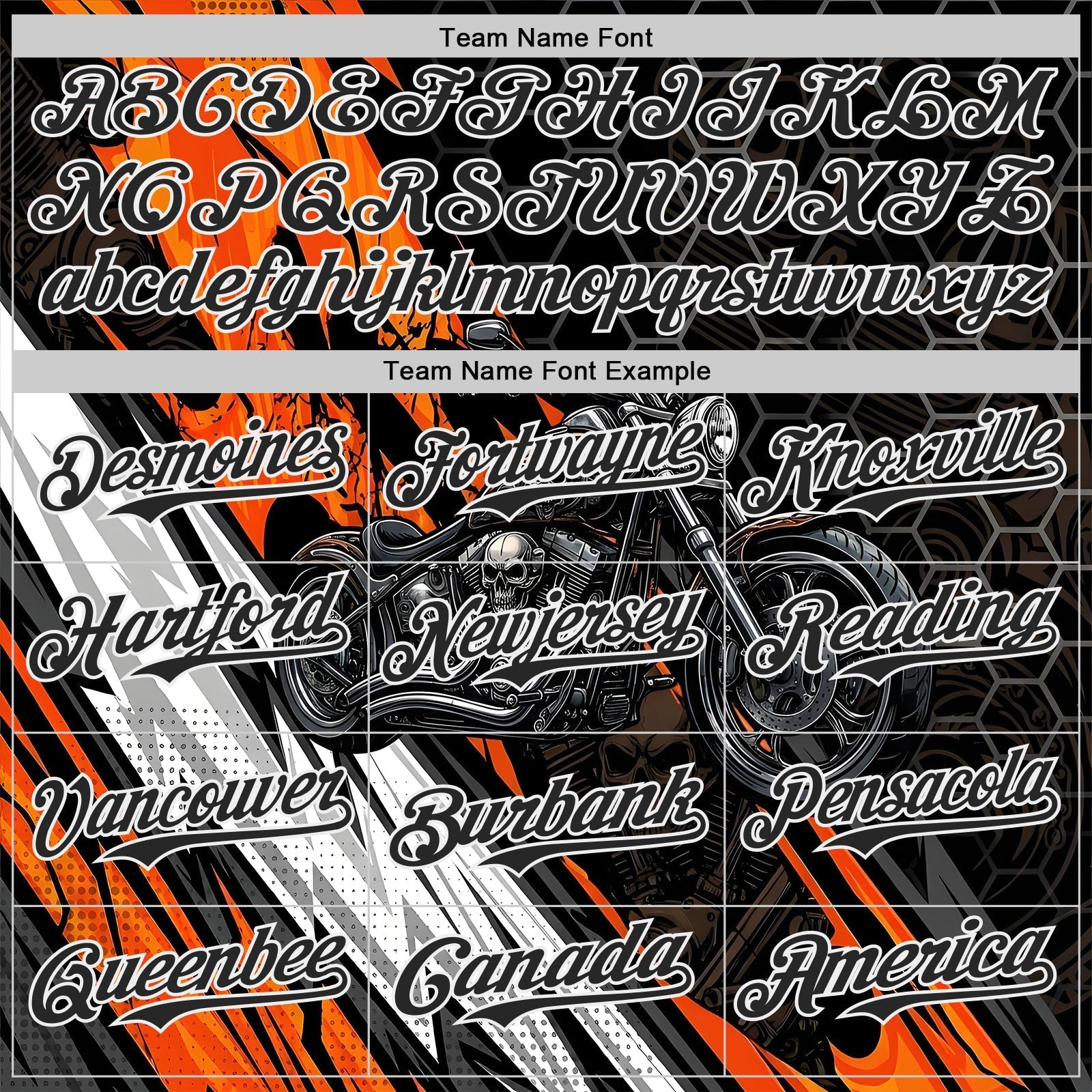 Custom Black Orange Gray-White 3D Pattern Design Motorcycle Motocross Skull Authentic Baseball Jersey baseball jersey product view 4