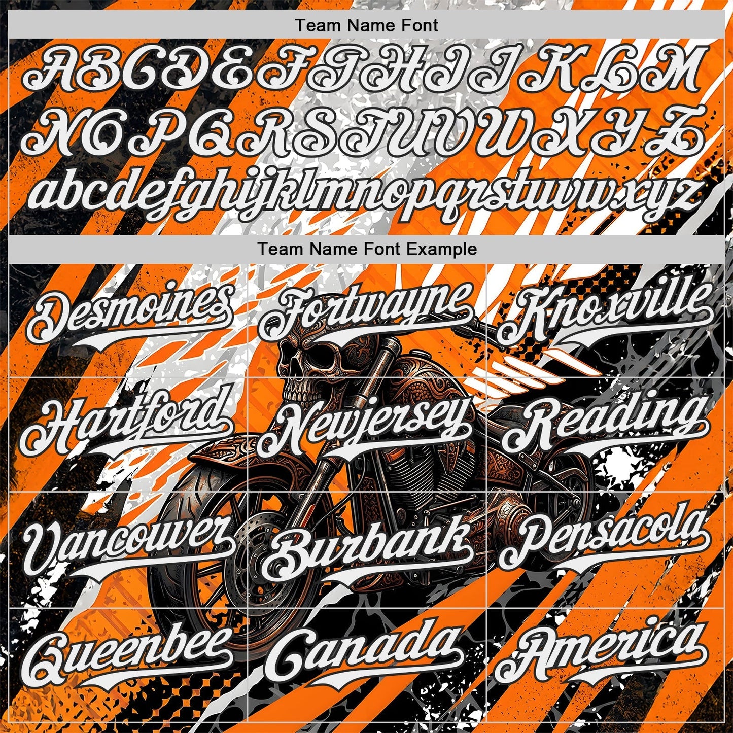 Custom Orange White Gray-Black 3D Pattern Design Motorcycle Motocross Skull Authentic Baseball Jersey baseball jersey product view 4