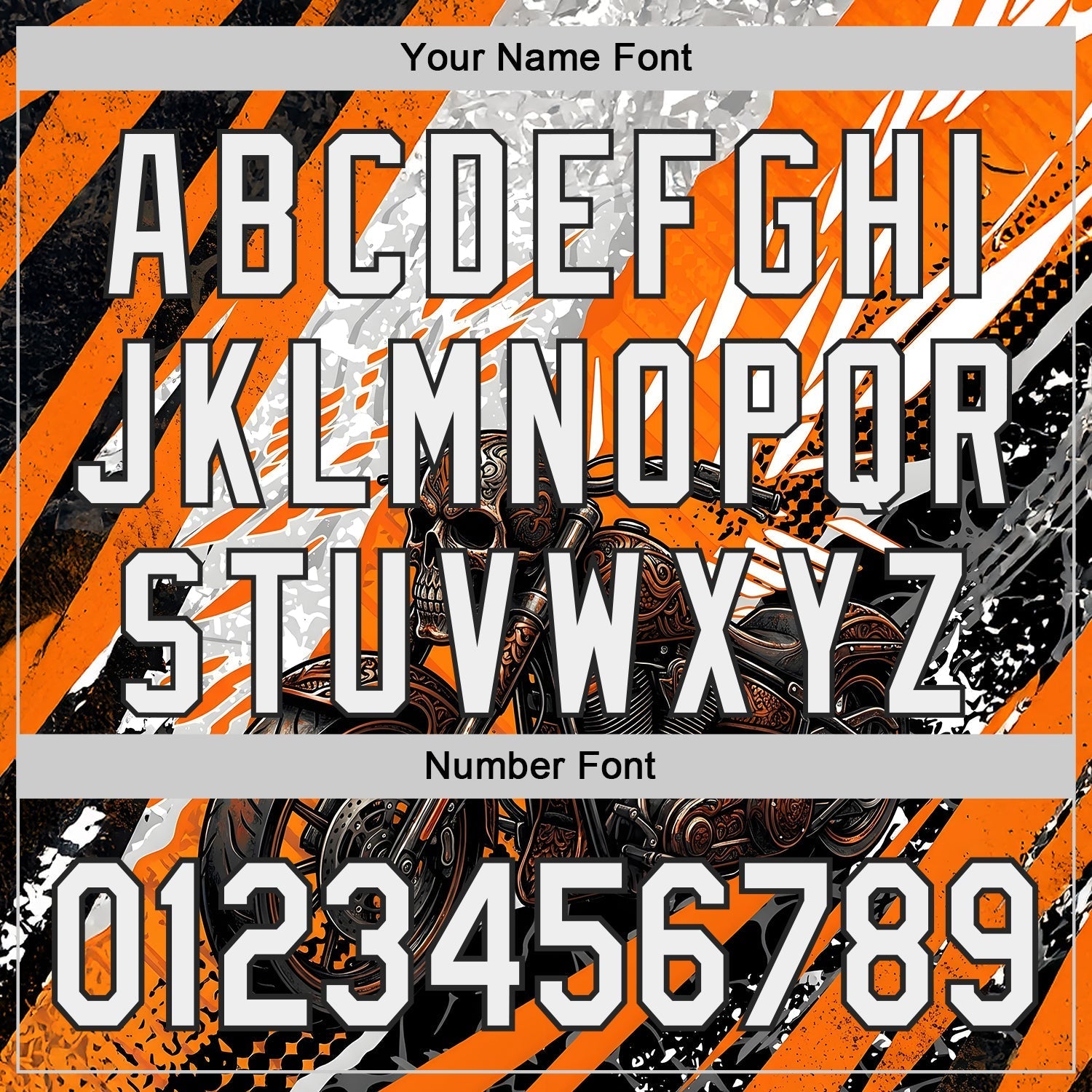 Custom Orange White Gray-Black 3D Pattern Design Motorcycle Motocross Skull Authentic Baseball Jersey baseball jersey product view 5