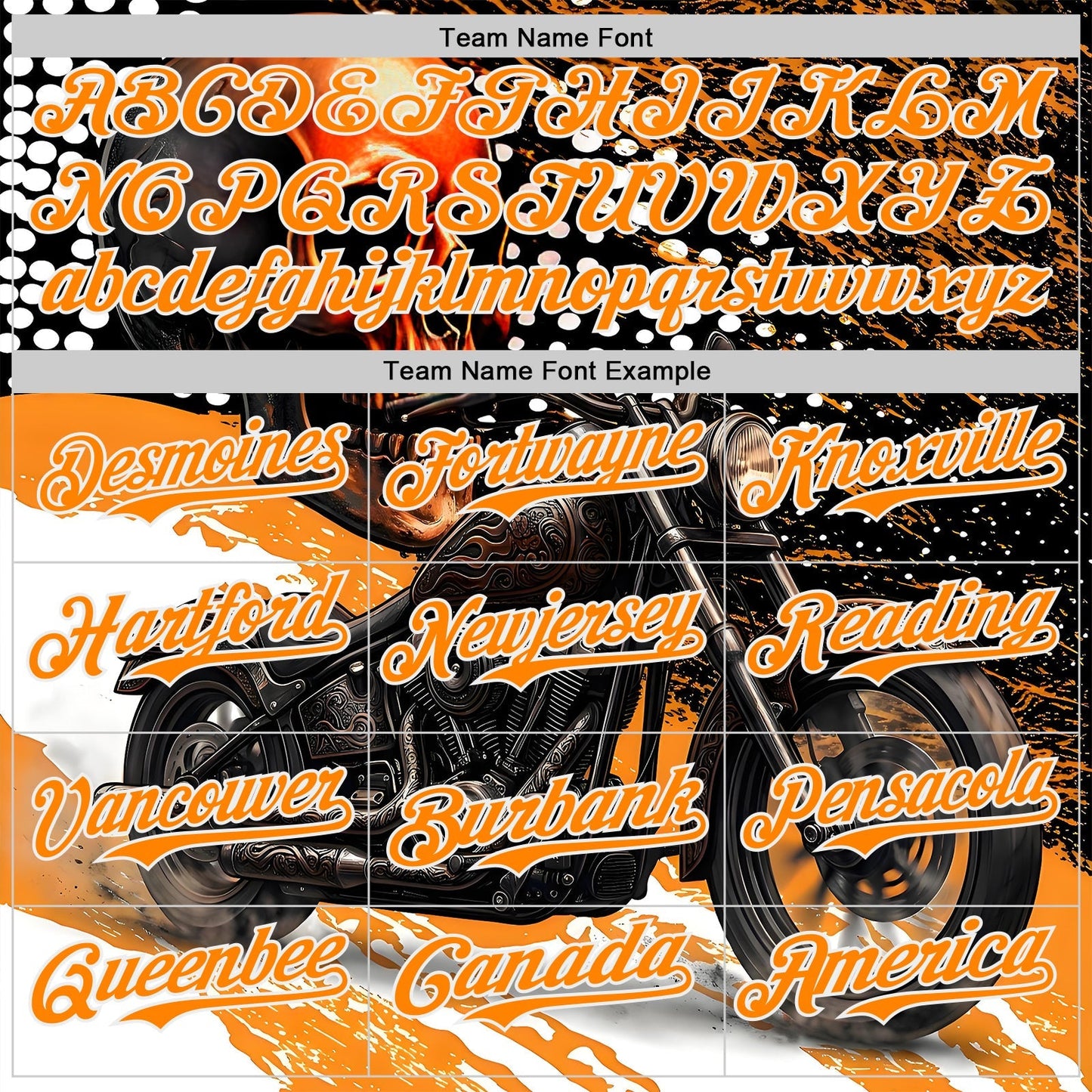 Custom Black Bay Orange Orange-White 3D Pattern Design Motorcycle Motocross Skull Authentic Baseball Jersey baseball jersey product view 4