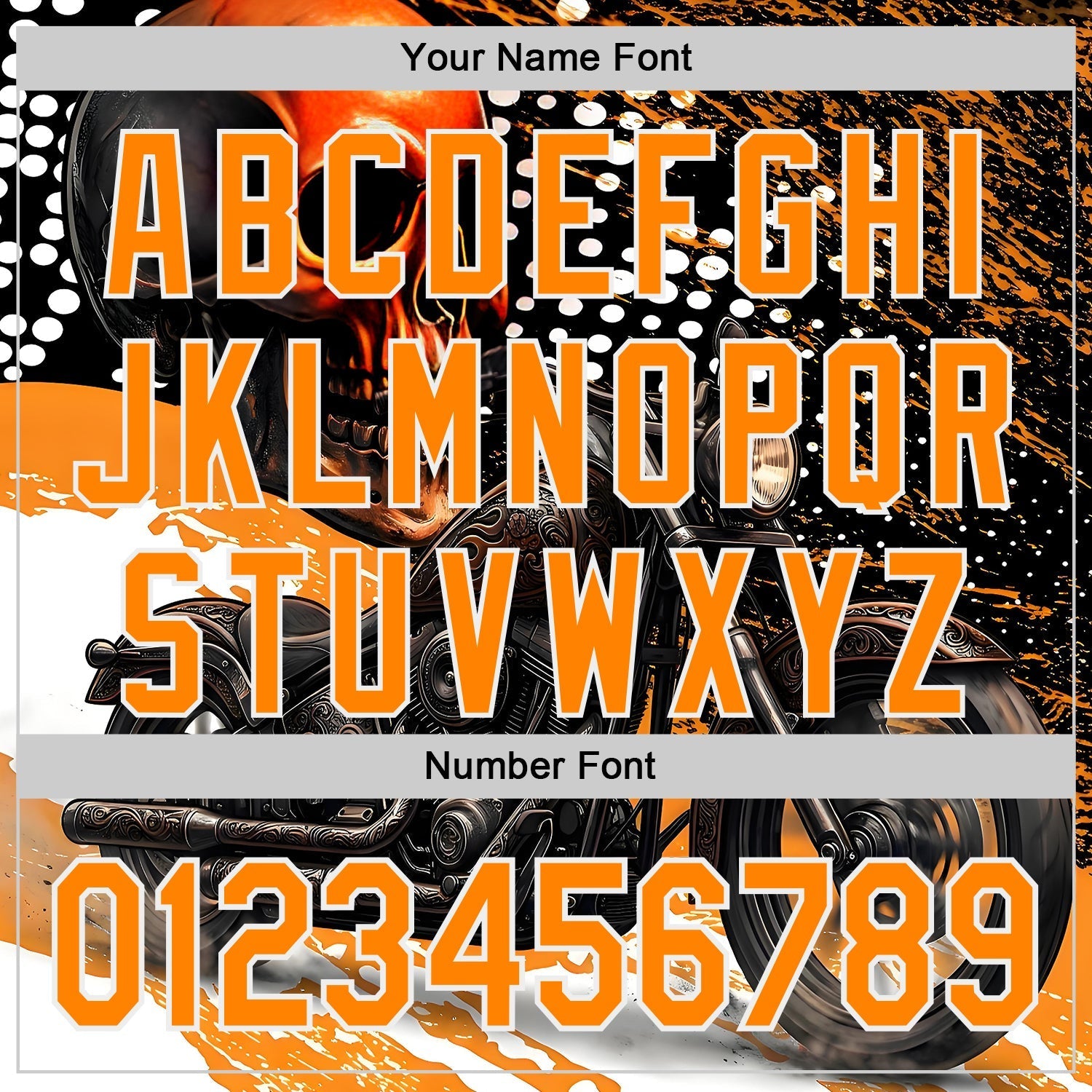 Custom Black Bay Orange Orange-White 3D Pattern Design Motorcycle Motocross Skull Authentic Baseball Jersey baseball jersey product view 5