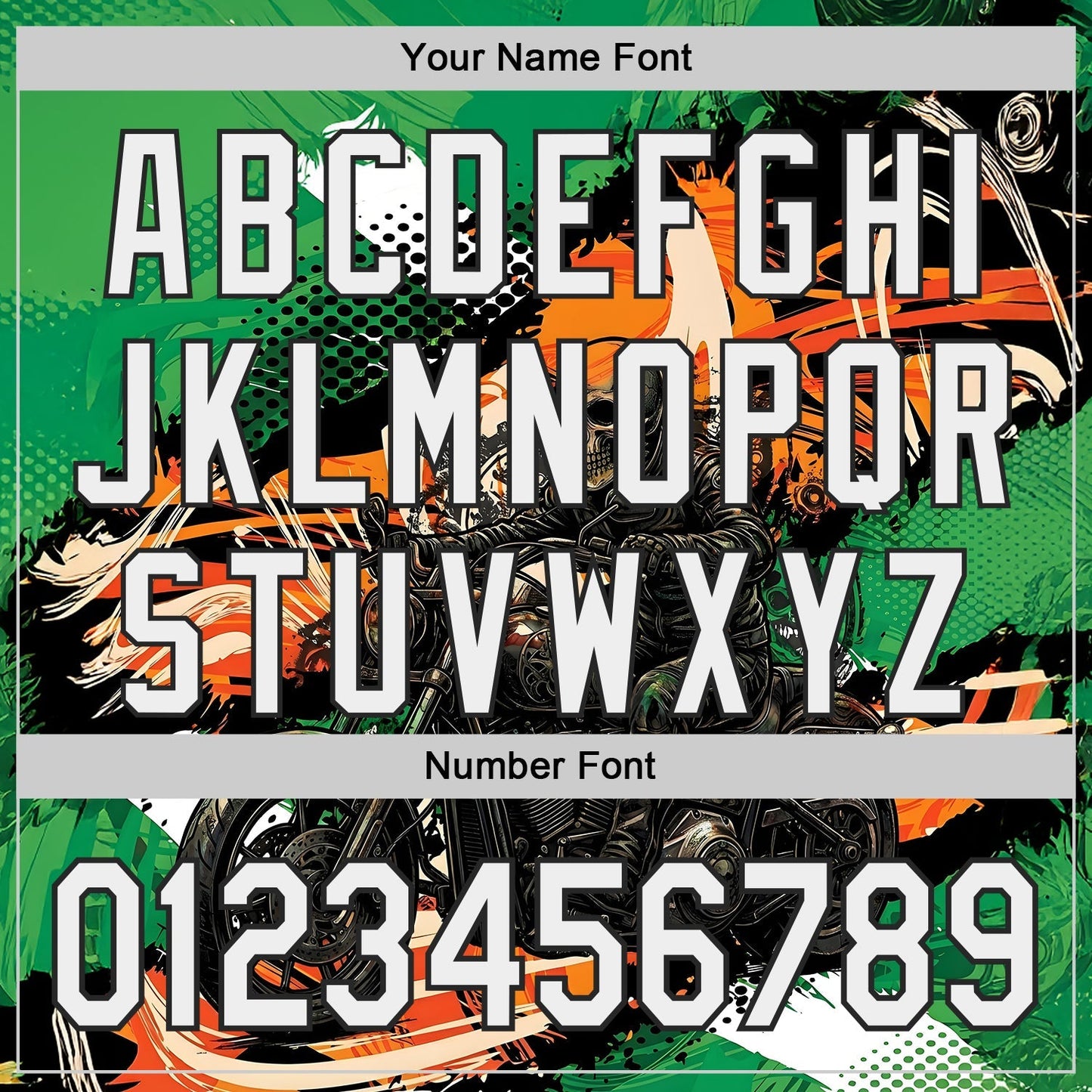 Custom Green White Orange Cream-Black 3D Pattern Design Motorcycle Motocross Skull Authentic Baseball Jersey baseball jersey product view 5