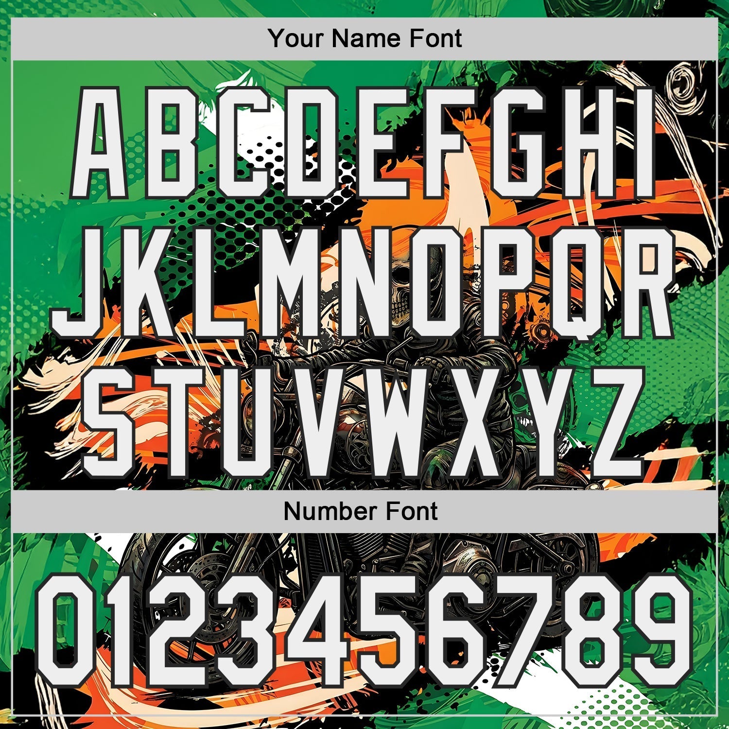 Custom Green White Orange Cream-Black 3D Pattern Design Motorcycle Motocross Skull Authentic Baseball Jersey baseball jersey product view 5