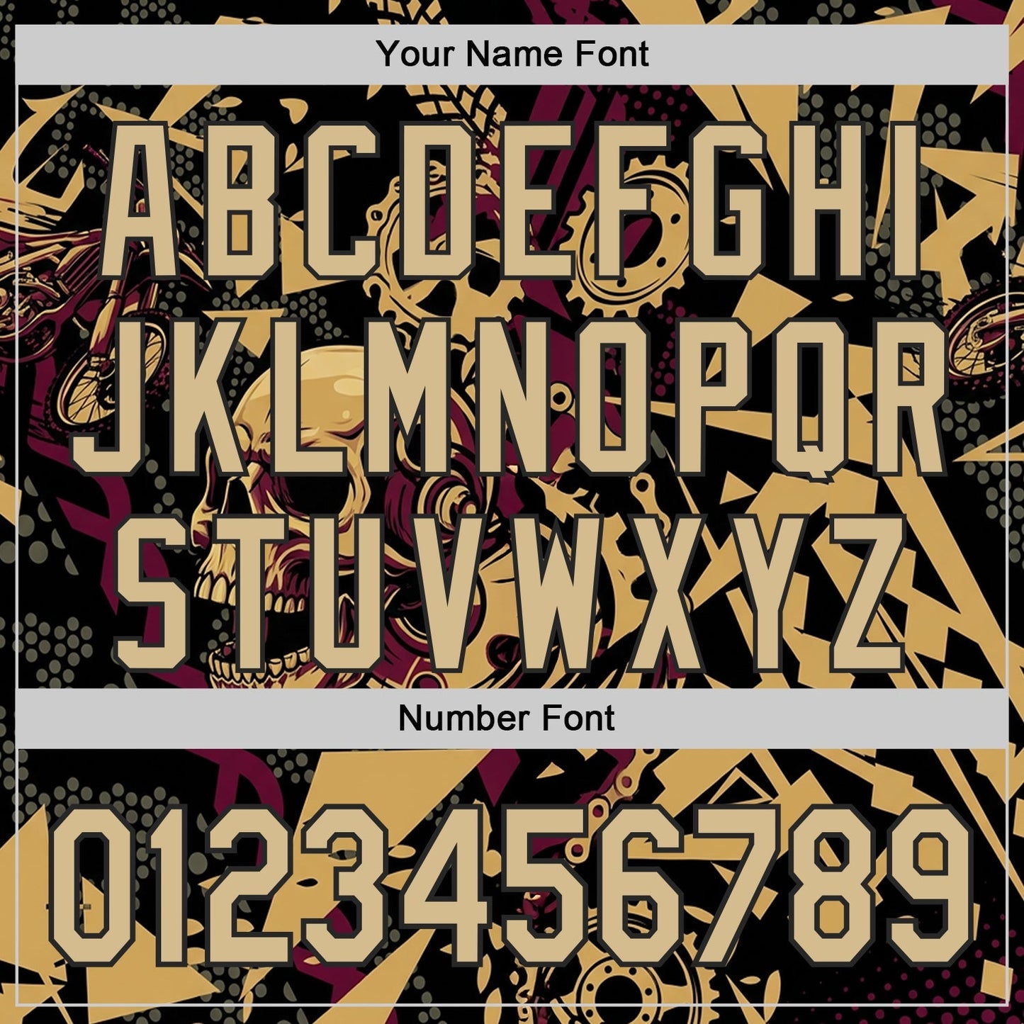 Custom Black Vegas Gold Old Gold-Red 3D Pattern Design Motorcycle Motocross Skull Authentic Baseball Jersey baseball jersey product view 5