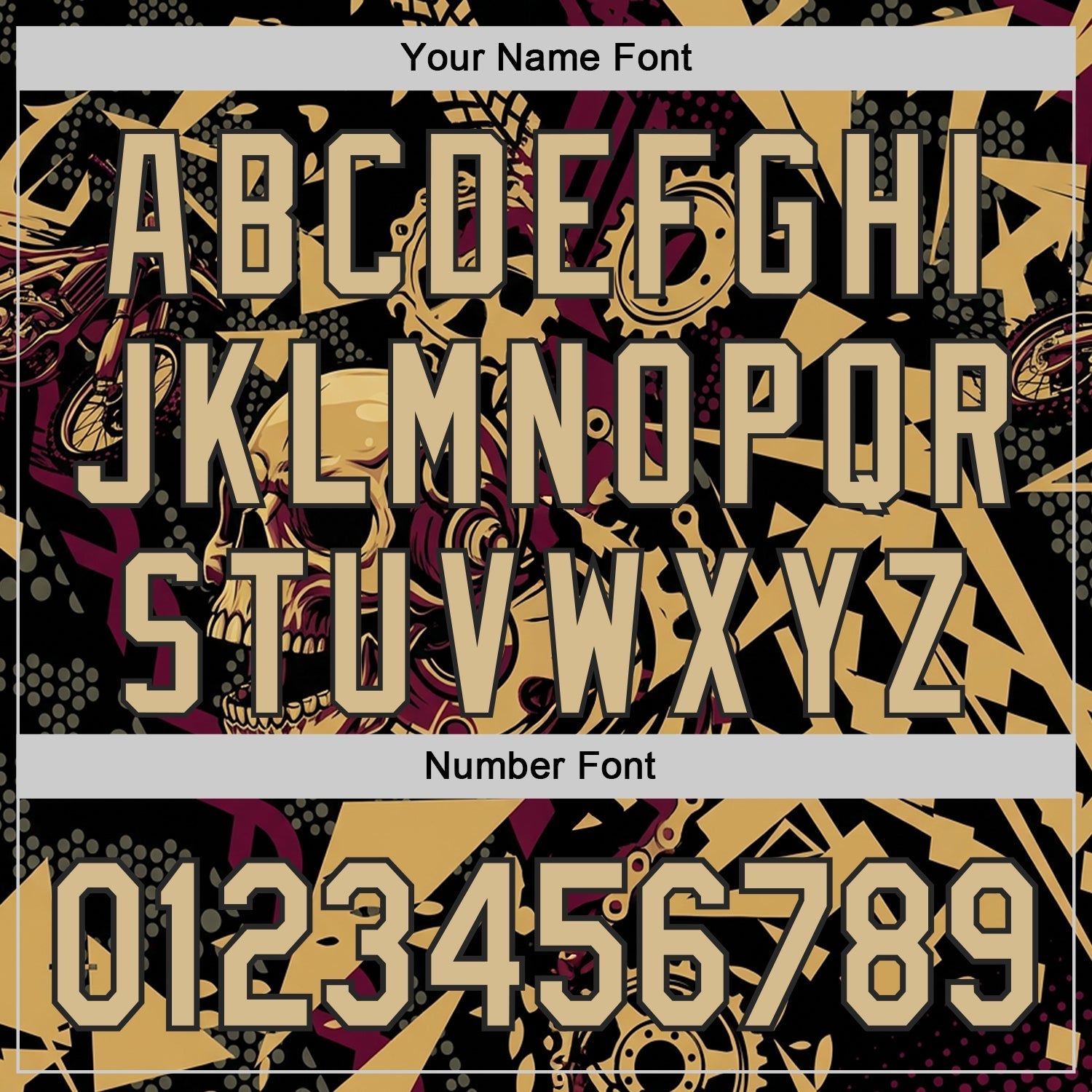 Custom Black Vegas Gold Old Gold-Red 3D Pattern Design Motorcycle Motocross Skull Authentic Baseball Jersey baseball jersey product view 5
