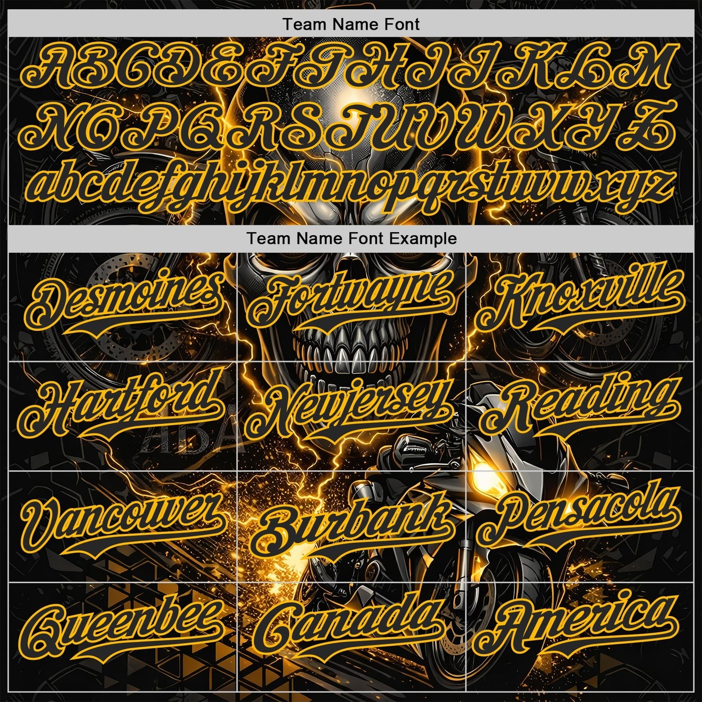 Custom Black-Gold 3D Pattern Design Motorcycle Motocross Skull Authentic Baseball Jersey baseball jersey product view 4