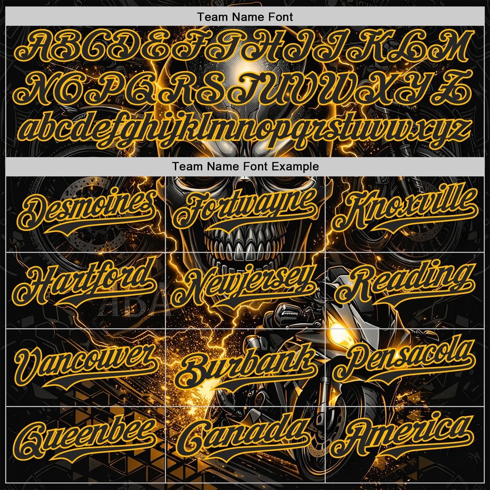 Custom Black-Gold 3D Pattern Design Motorcycle Motocross Skull Authentic Baseball Jersey baseball jersey product view 4