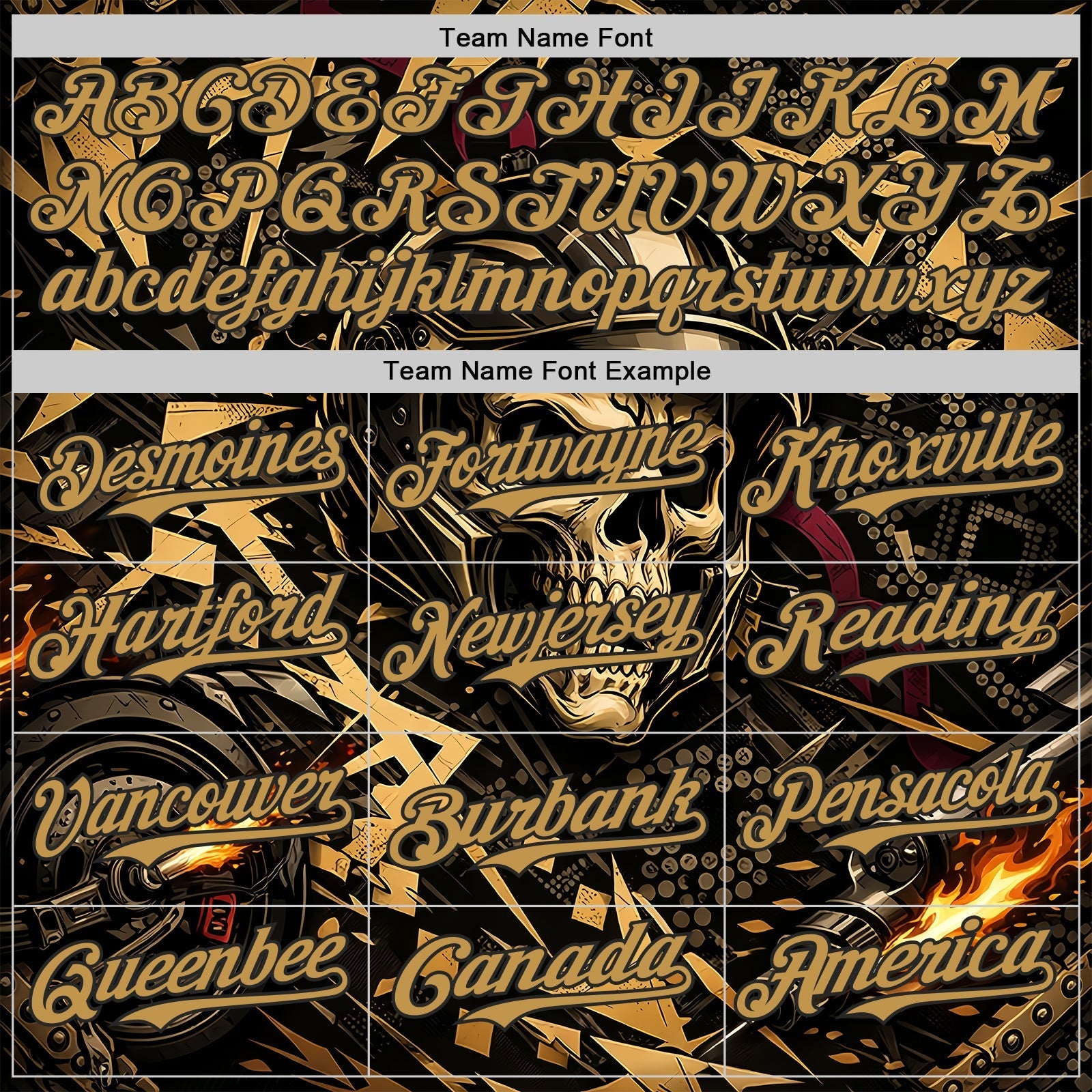 Custom Black-Old Gold 3D Pattern Design Motorcycle Motocross Skull Authentic Baseball Jersey baseball jersey product view 4