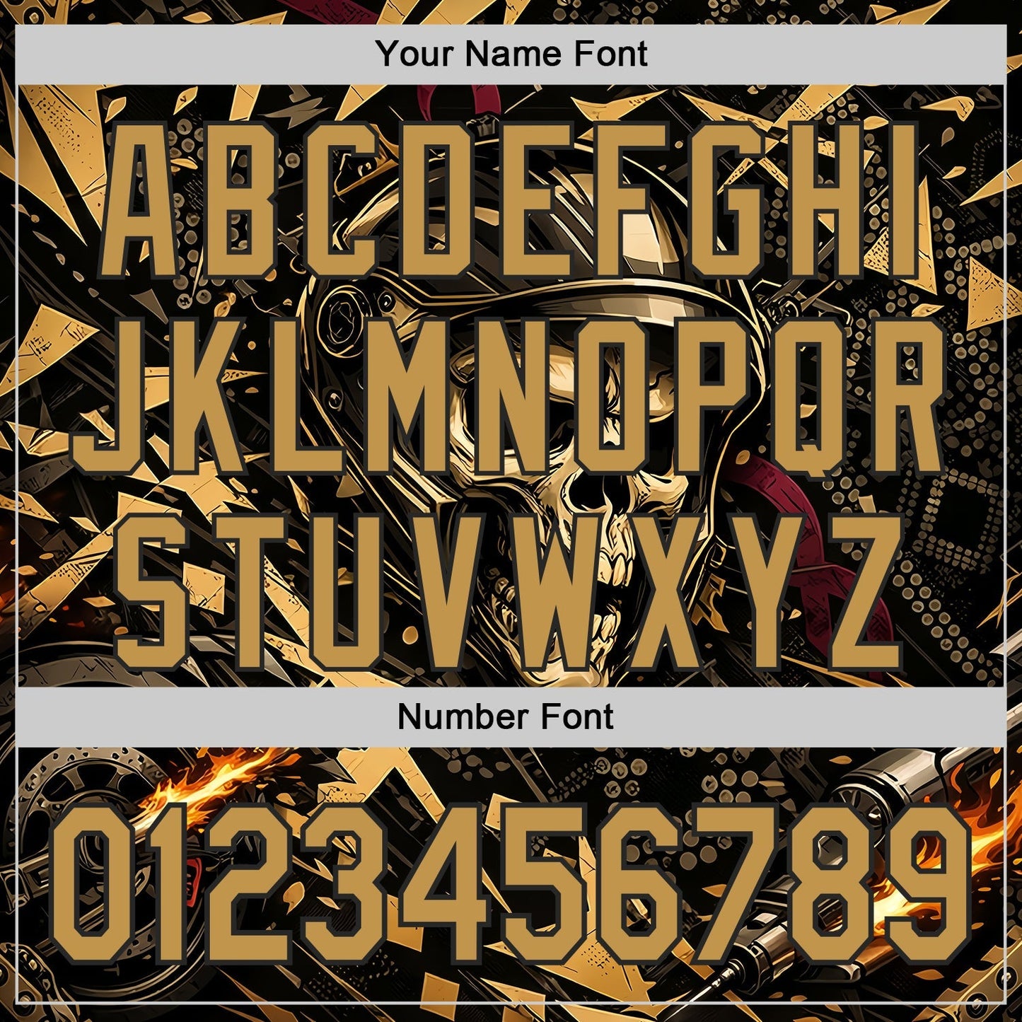 Custom Black-Old Gold 3D Pattern Design Motorcycle Motocross Skull Authentic Baseball Jersey baseball jersey product view 5
