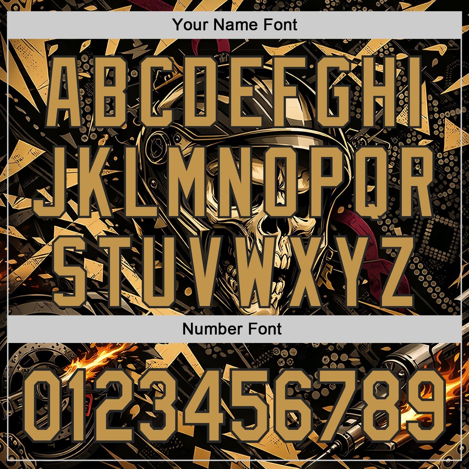 Custom Black-Old Gold 3D Pattern Design Motorcycle Motocross Skull Authentic Baseball Jersey baseball jersey product view 5