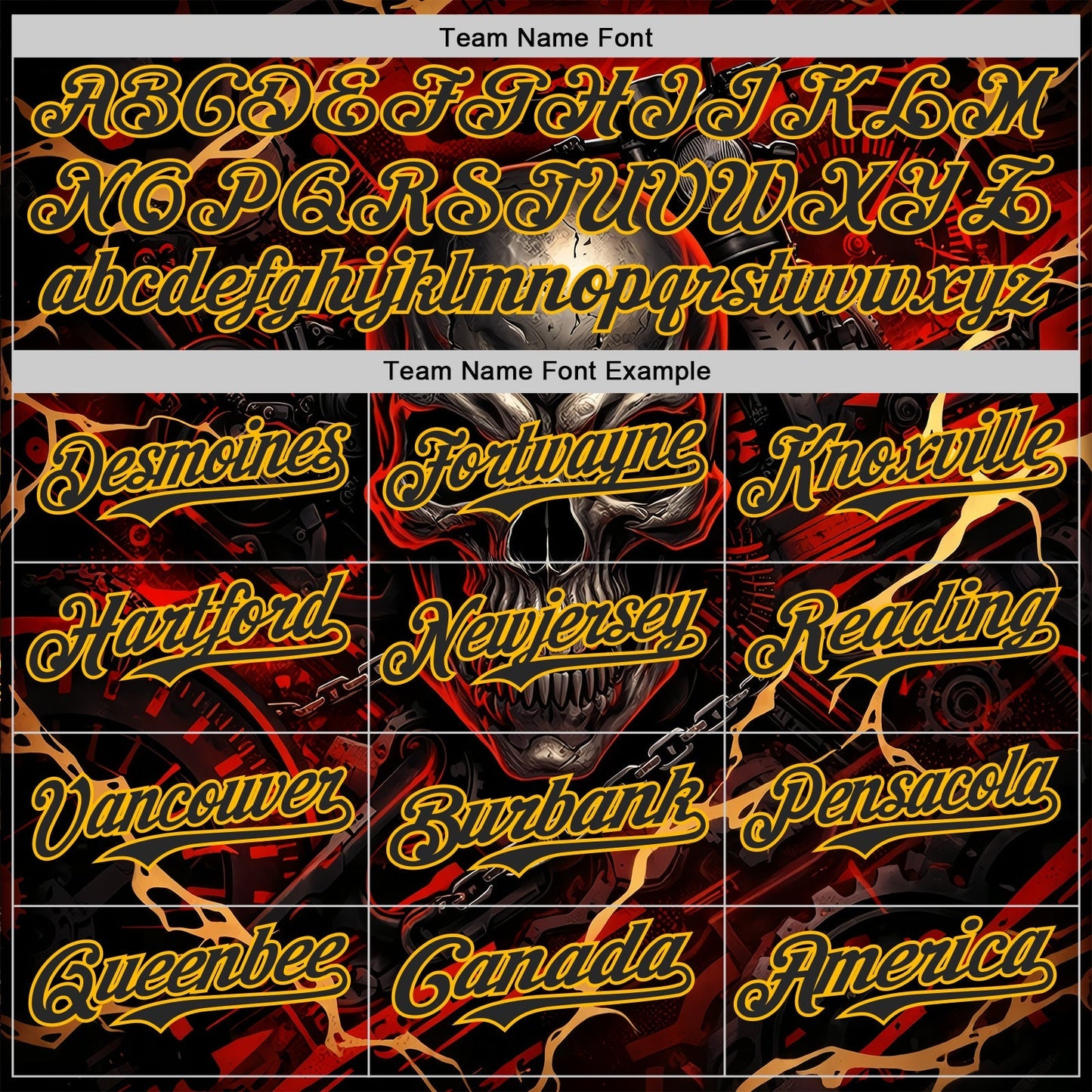 Custom Black Red-Gold 3D Pattern Design Motorcycle Motocross Skull Authentic Baseball Jersey baseball jersey product view 4