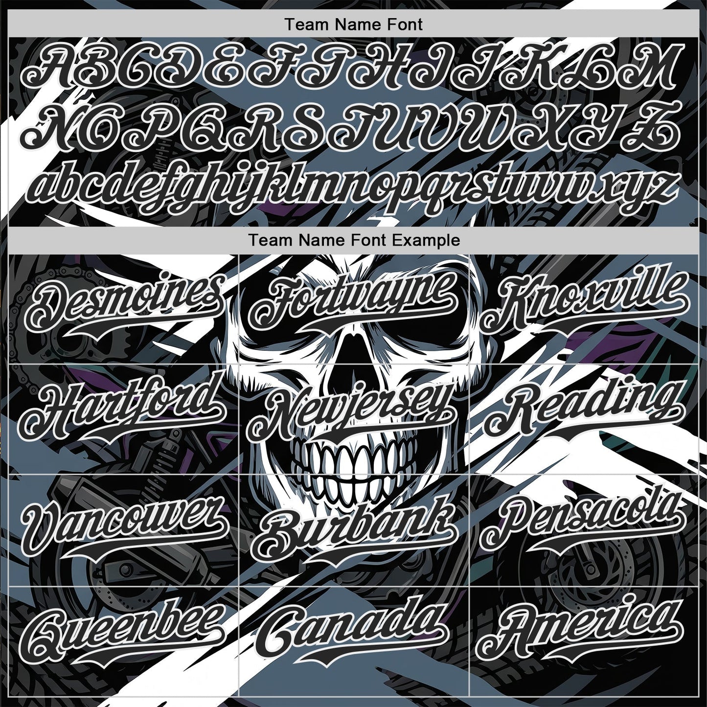 Custom Black Blue-White 3D Pattern Design Motorcycle Motocross Skull Authentic Baseball Jersey baseball jersey product view 4