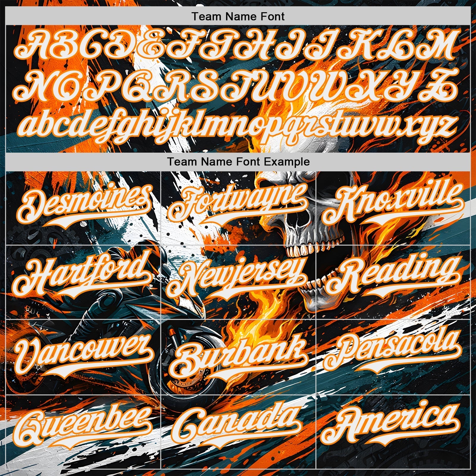 Custom Black White Red-Bay Orange 3D Pattern Design Motorcycle Motocross Skull Flame Authentic Baseball Jersey baseball jersey product view 4