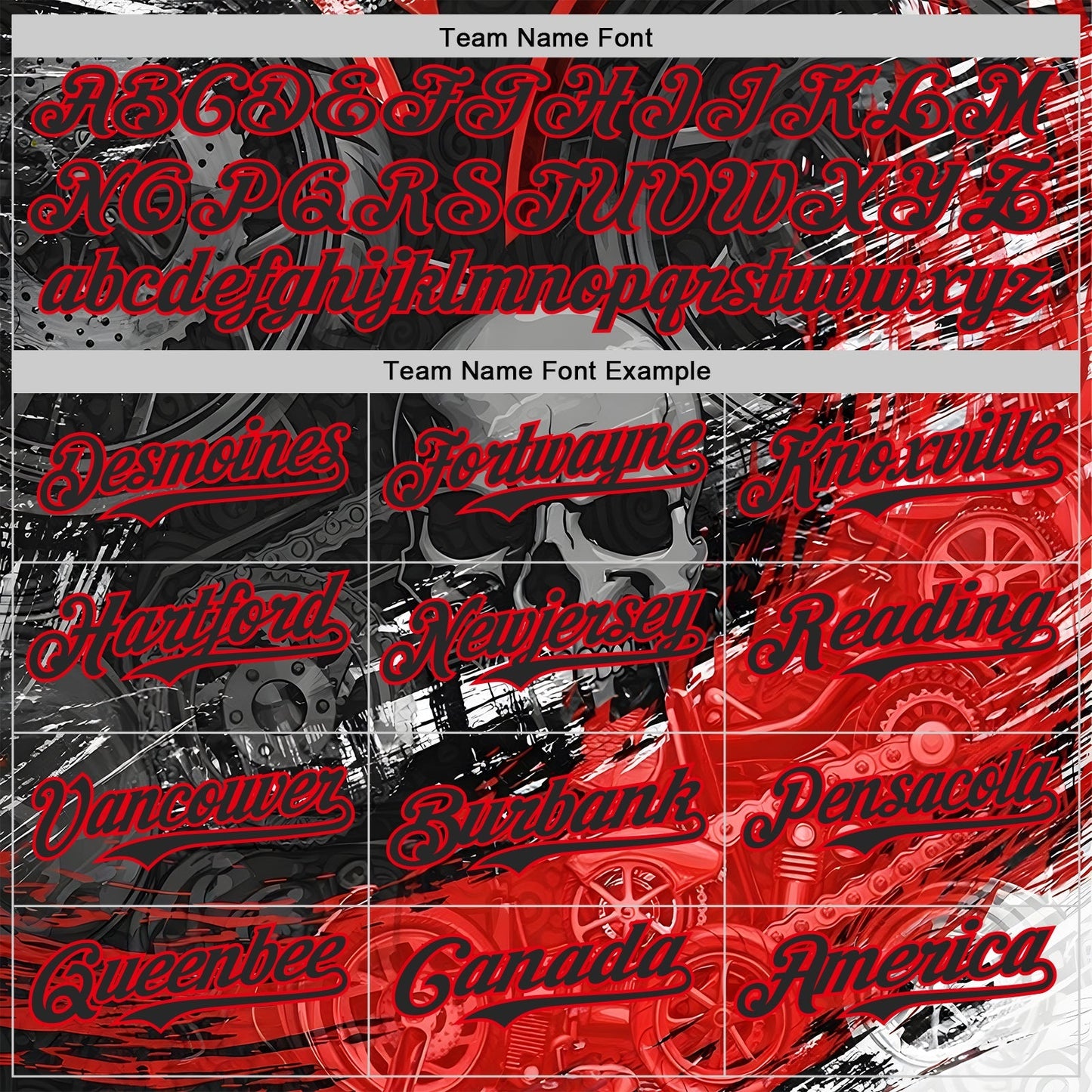 Custom Black-Fire Red 3D Pattern Design Motorcycle Motocross Skull Authentic Baseball Jersey baseball jersey product view 4