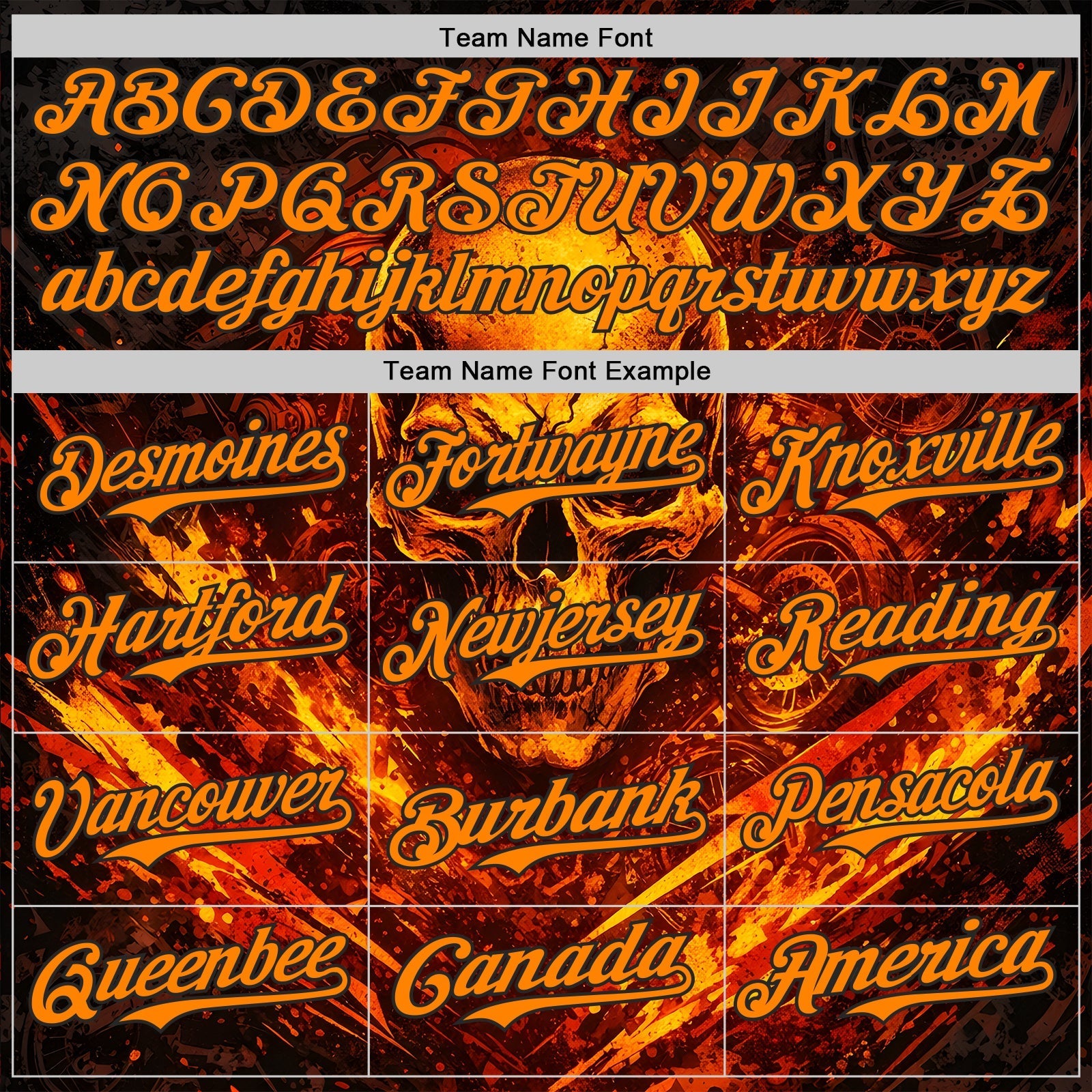 Custom Black-Bay Orange 3D Pattern Design Motorcycle Motocross Skull Flame Authentic Baseball Jersey baseball jersey product view 4