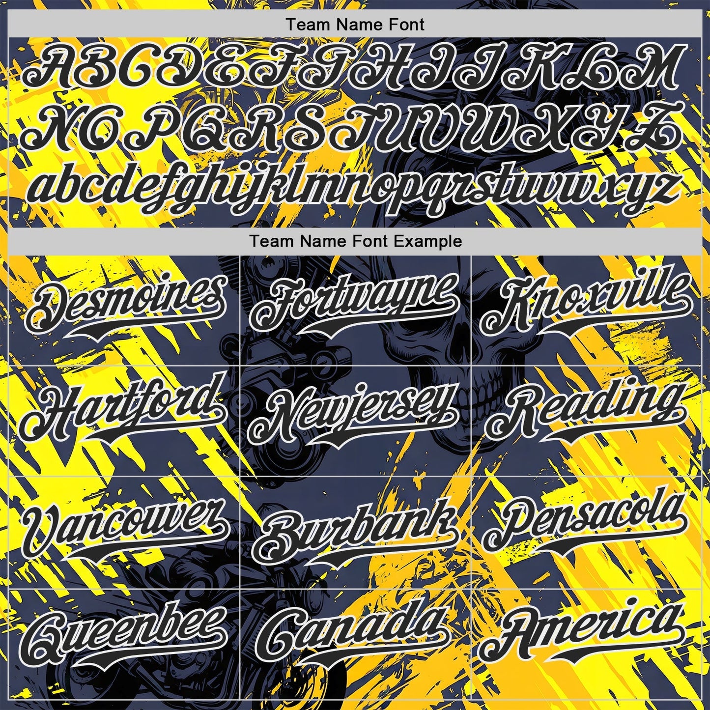 Custom Navy Black Yellow-White 3D Pattern Design Motorcycle Motocross Skull Authentic Baseball Jersey baseball jersey product view 4