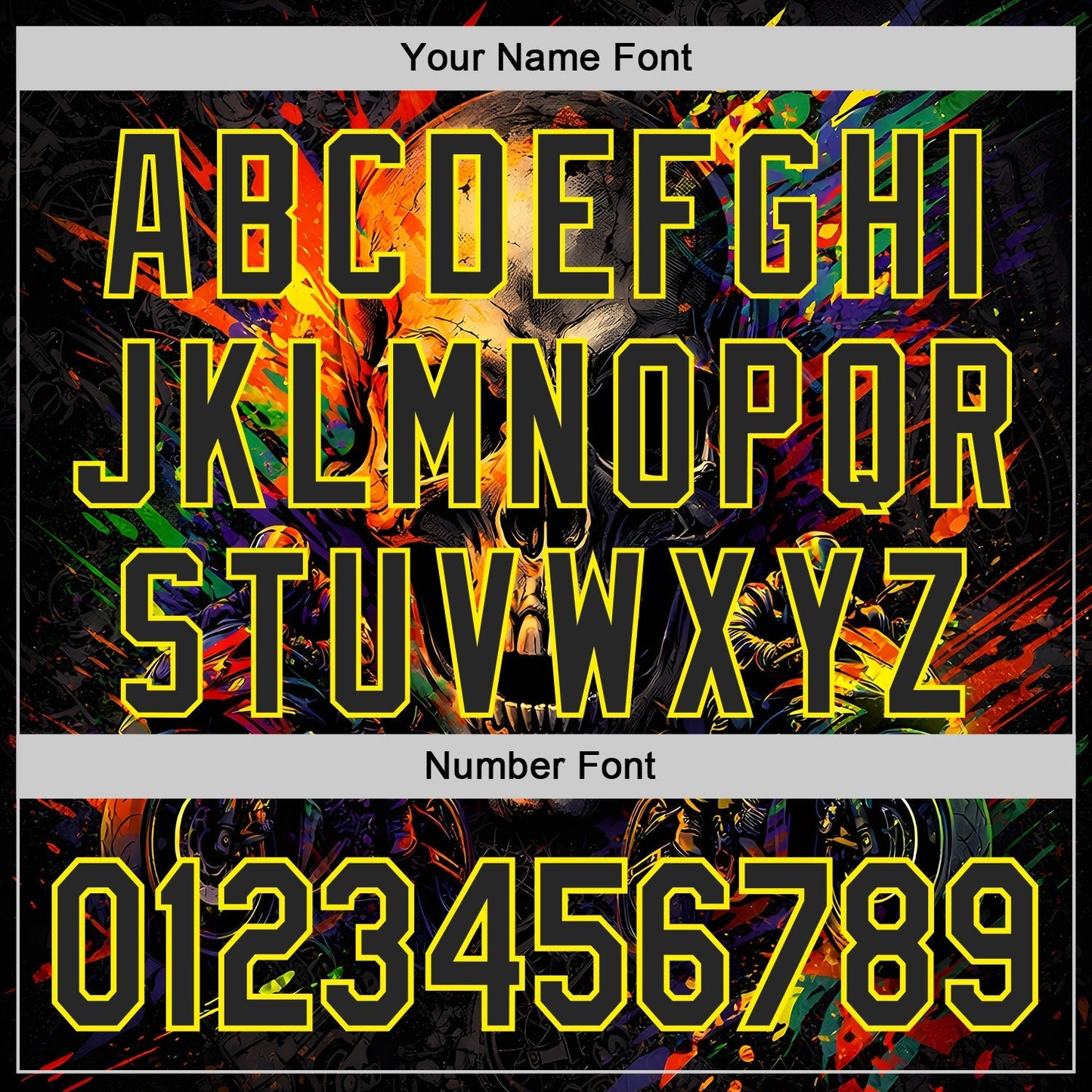 Custom Black-Light Yellow 3D Pattern Design Motorcycle Motocross Skull Authentic Baseball Jersey baseball jersey product view 5