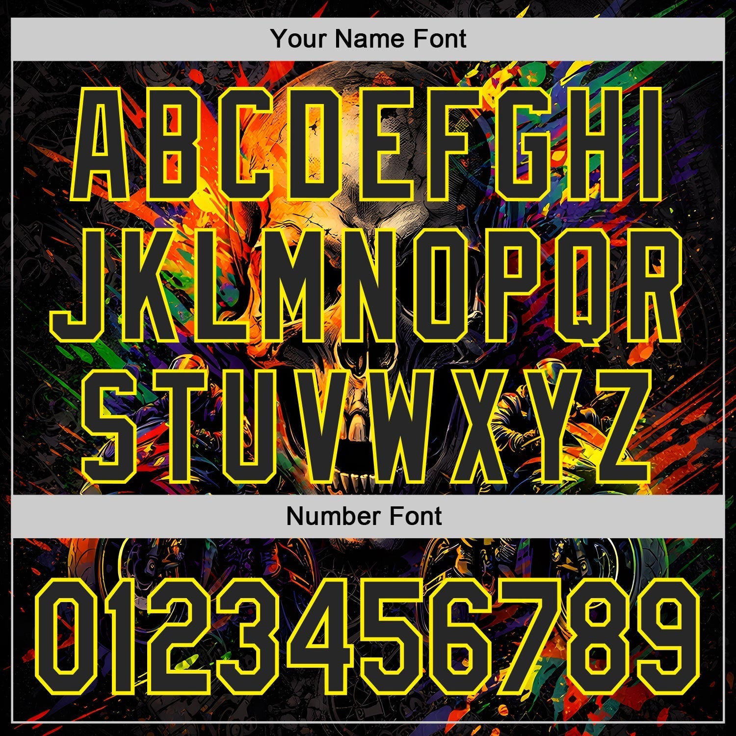 Custom Black-Light Yellow 3D Pattern Design Motorcycle Motocross Skull Authentic Baseball Jersey baseball jersey product view 5