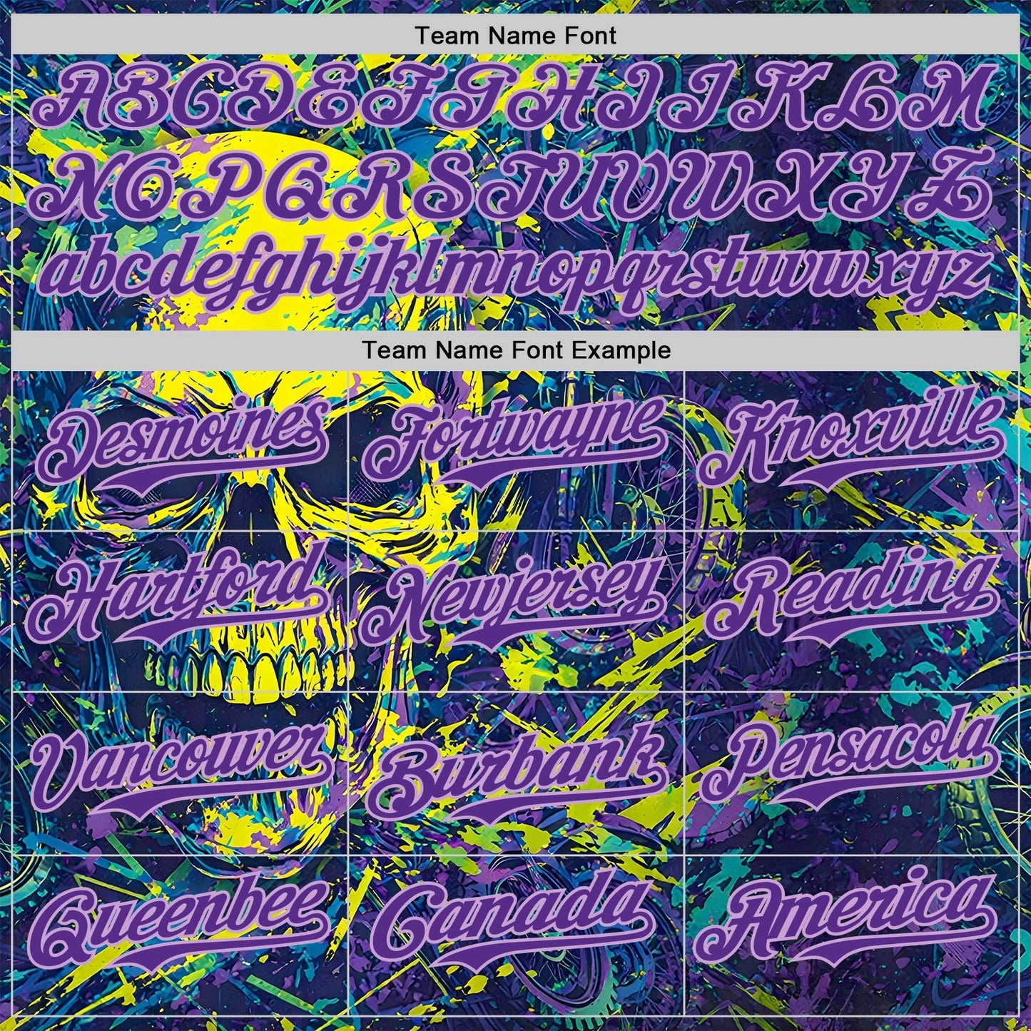 Custom Blue Purple Yellow-Light Purple 3D Pattern Design Motorcycle Motocross Skull Authentic Baseball Jersey baseball jersey product view 4