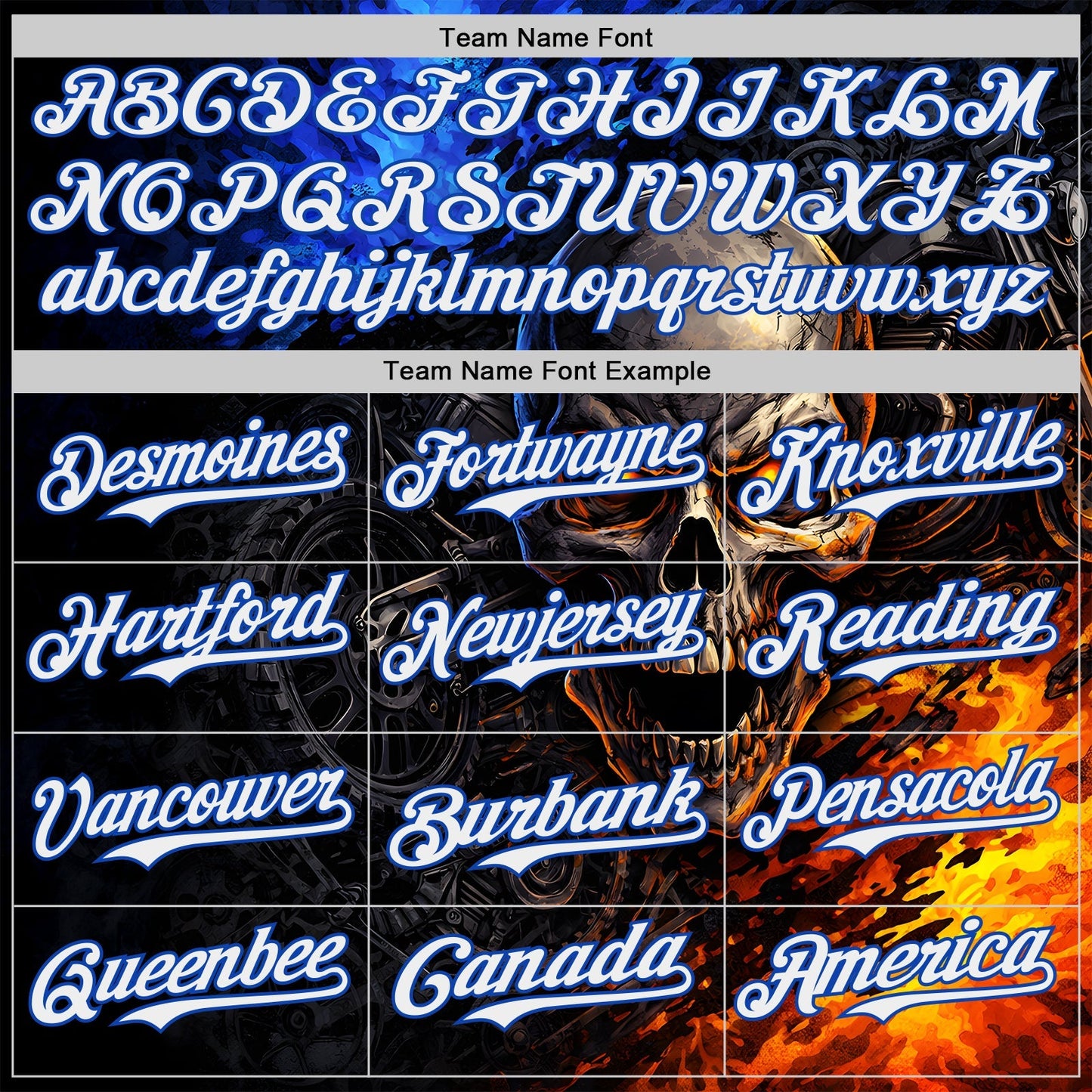 Custom Black White-Thunder Blue 3D Pattern Design Motorcycle Motocross Skull Authentic Baseball Jersey baseball jersey product view 4