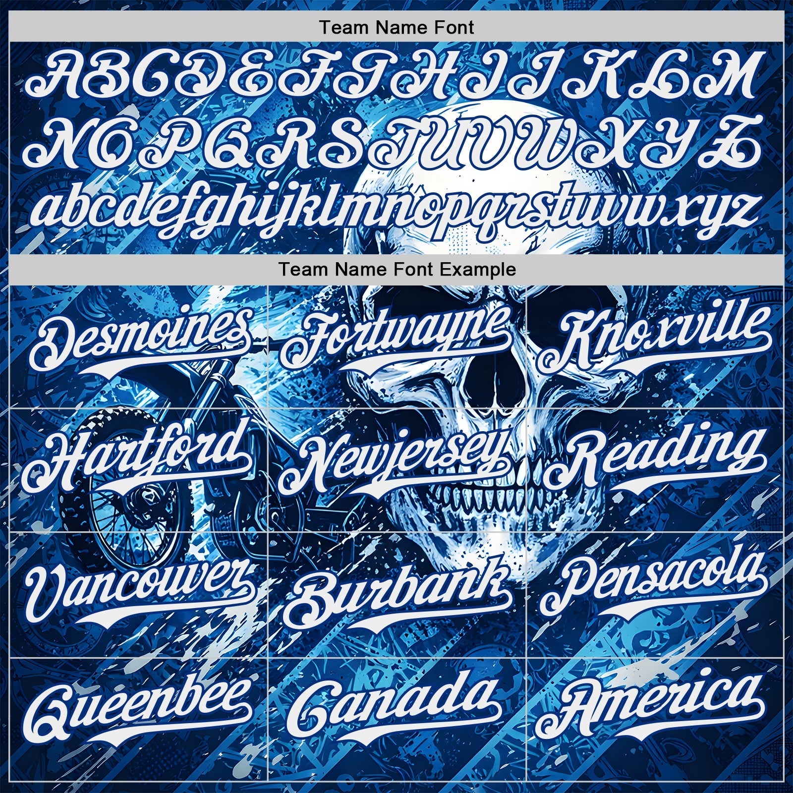 Custom Blue White-Royal 3D Pattern Design Motorcycle Motocross Skull Authentic Baseball Jersey baseball jersey product view 4