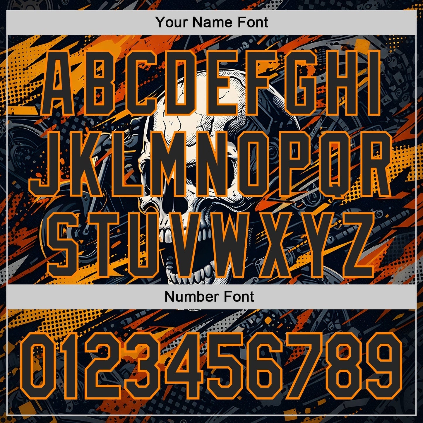 Custom Black-Bay Orange 3D Pattern Design Motorcycle Motocross Skull Authentic Baseball Jersey baseball jersey product view 5