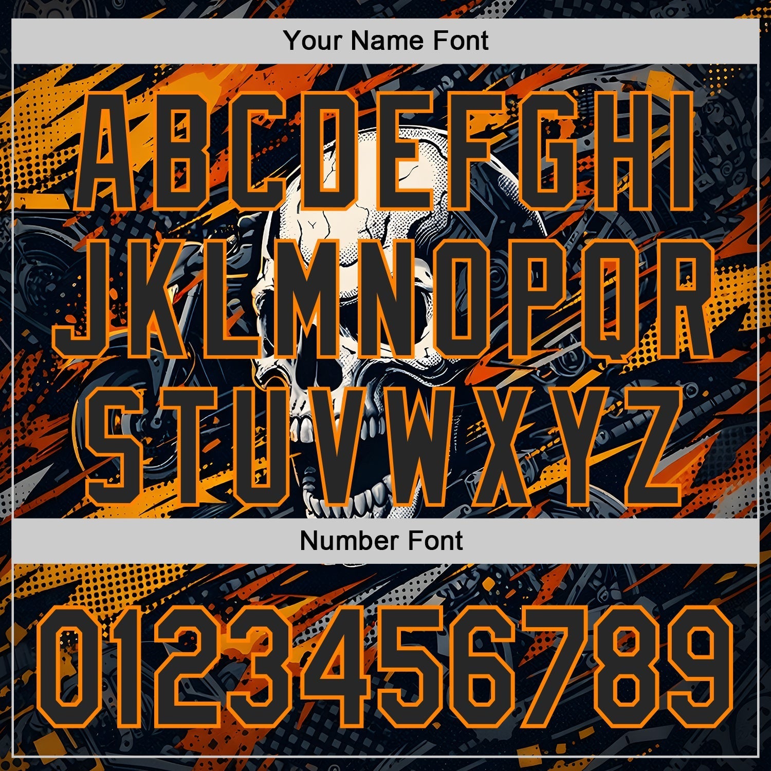 Custom Black-Bay Orange 3D Pattern Design Motorcycle Motocross Skull Authentic Baseball Jersey baseball jersey product view 5