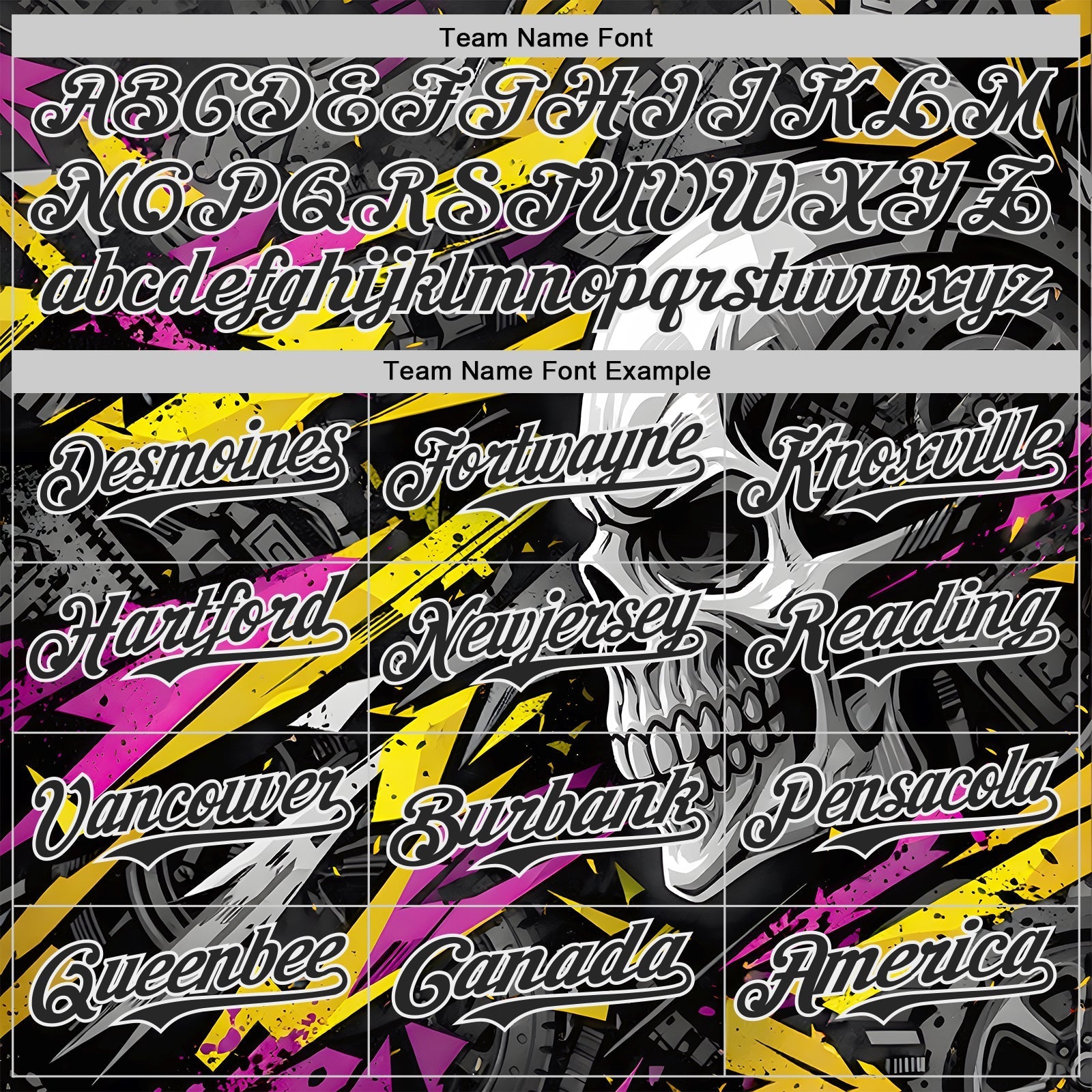 Custom Black Yellow Deep Pink-White 3D Pattern Design Motorcycle Motocross Skull Authentic Baseball Jersey baseball jersey product view 4