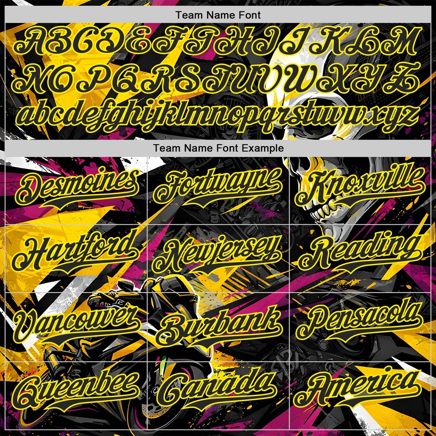 Custom Black Deep Pink-Light Yellow 3D Pattern Design Motorcycle Motocross Skull Authentic Baseball Jersey baseball jersey product view 4