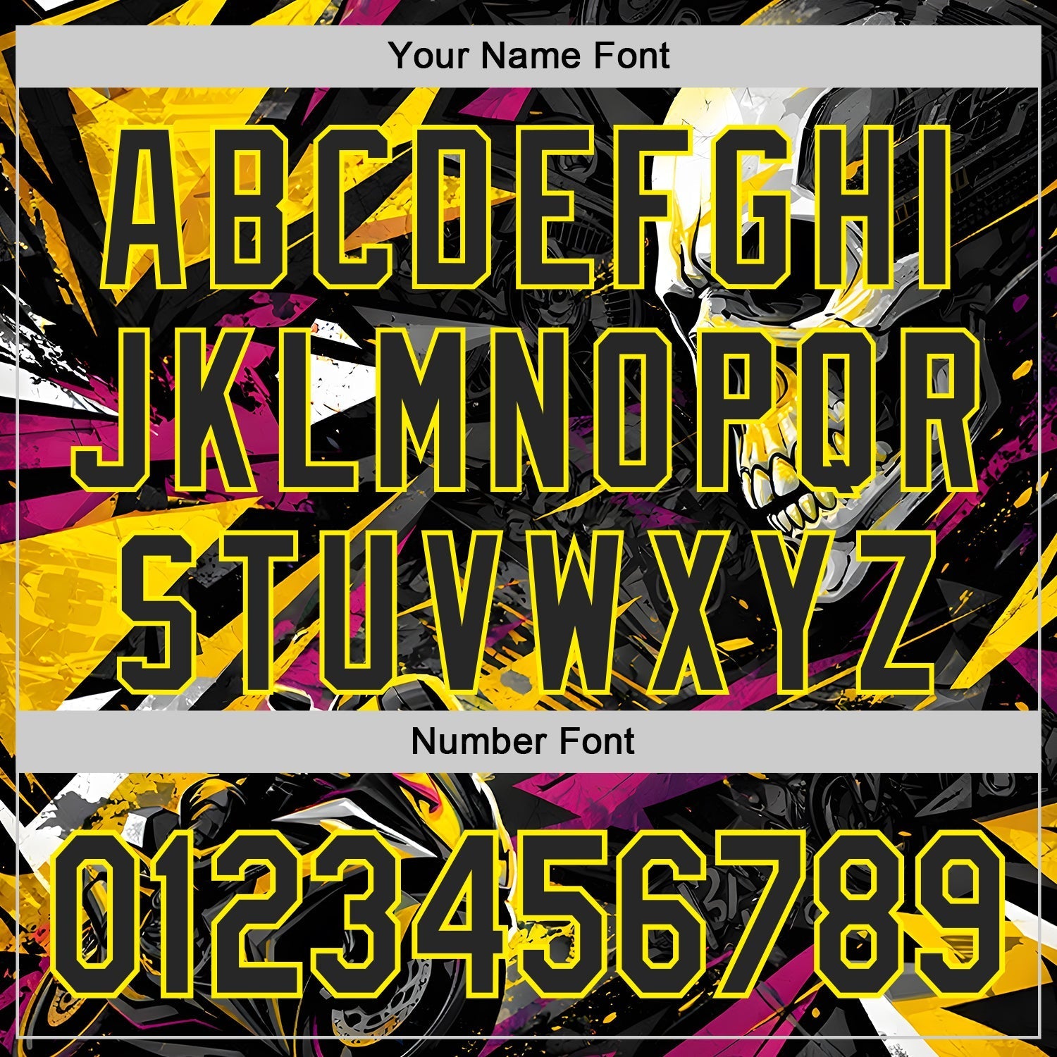 Custom Black Deep Pink-Light Yellow 3D Pattern Design Motorcycle Motocross Skull Authentic Baseball Jersey baseball jersey product view 5