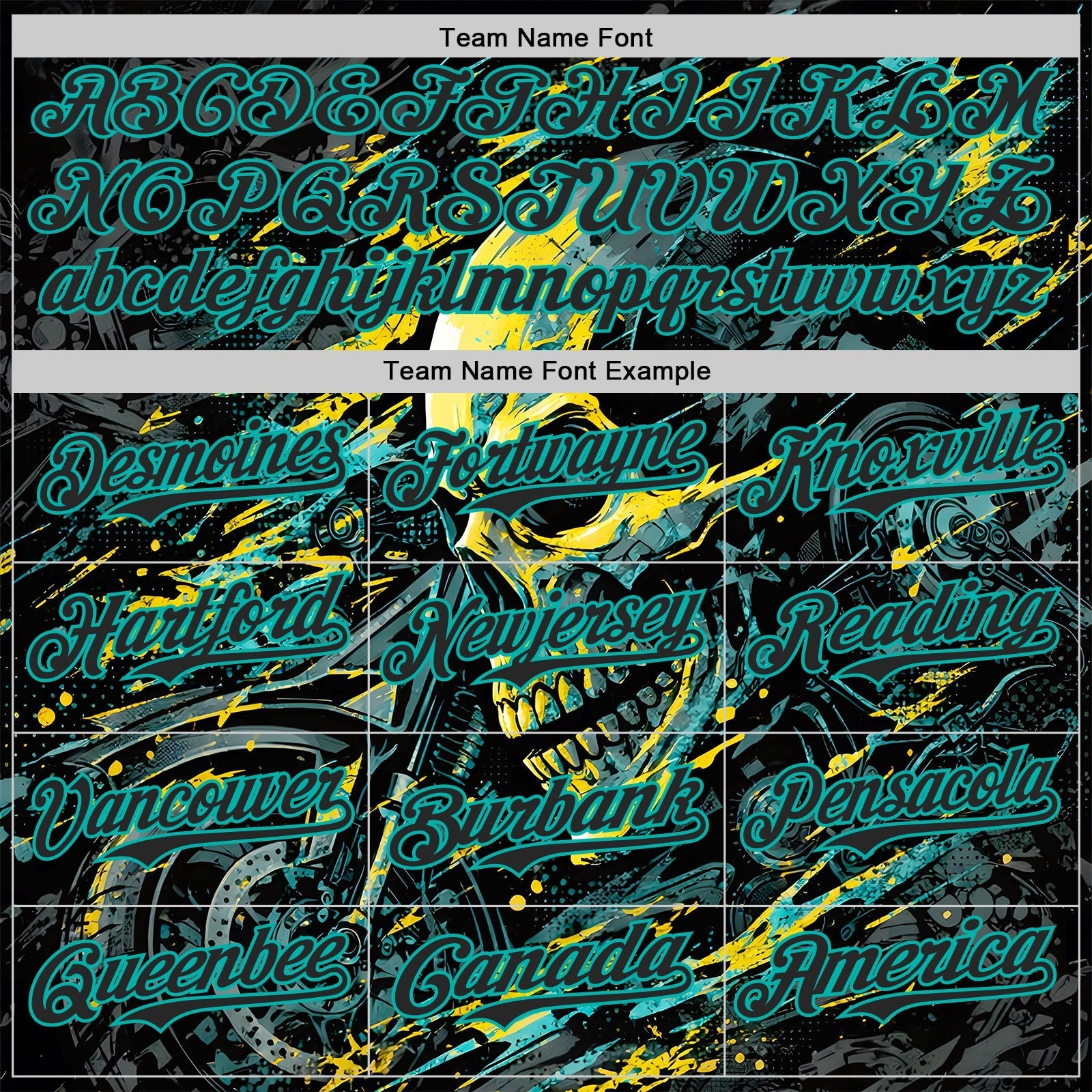 Custom Black Yellow-Aqua 3D Pattern Design Motorcycle Motocross Skull Authentic Baseball Jersey baseball jersey product view 4