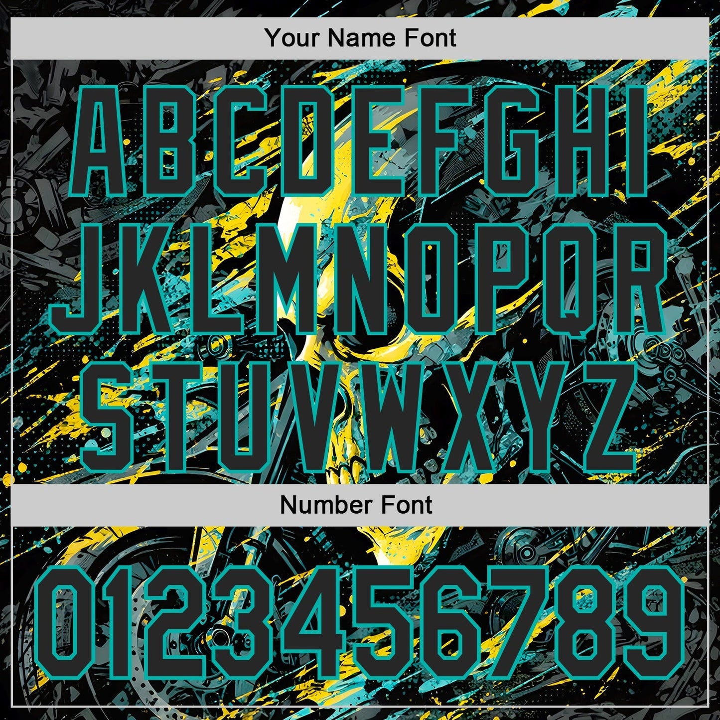 Custom Black Yellow-Aqua 3D Pattern Design Motorcycle Motocross Skull Authentic Baseball Jersey baseball jersey product view 5