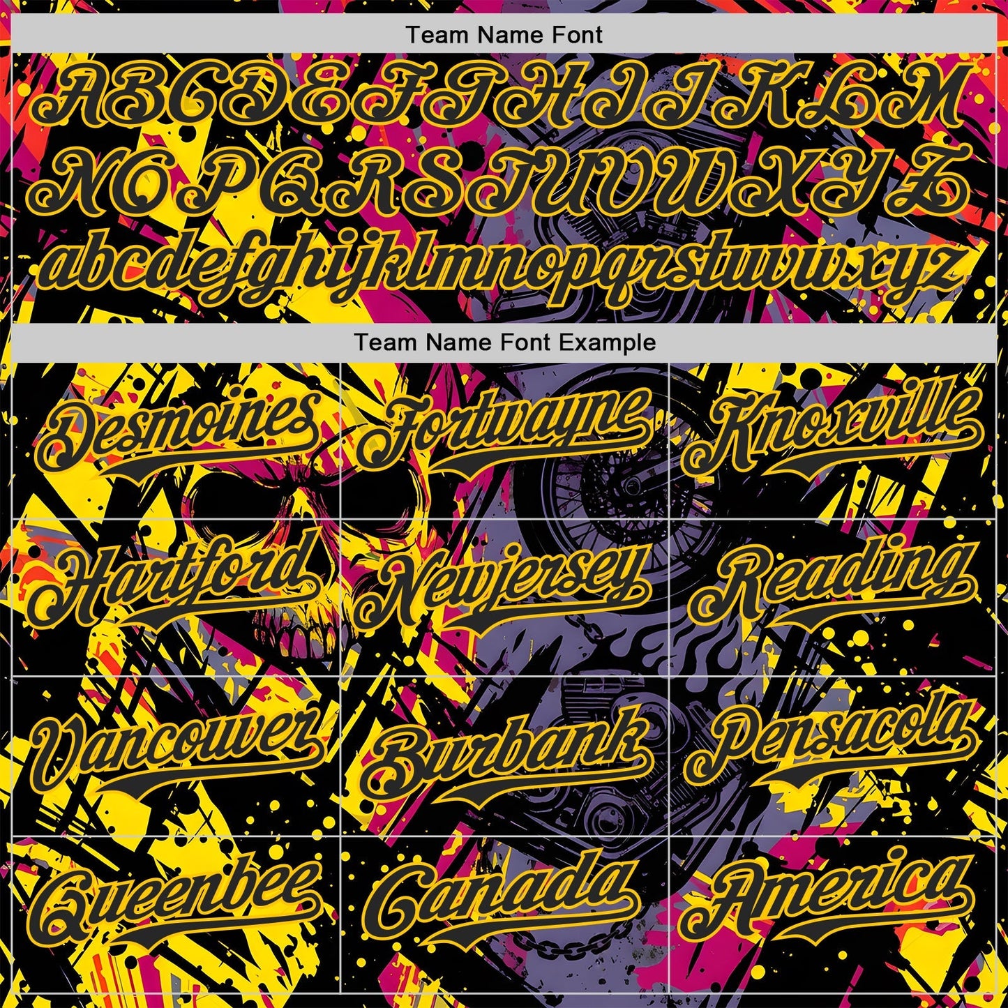 Custom Purple Black Deep Pink-Yellow 3D Pattern Design Motorcycle Motocross Skull Authentic Baseball Jersey baseball jersey product view 4