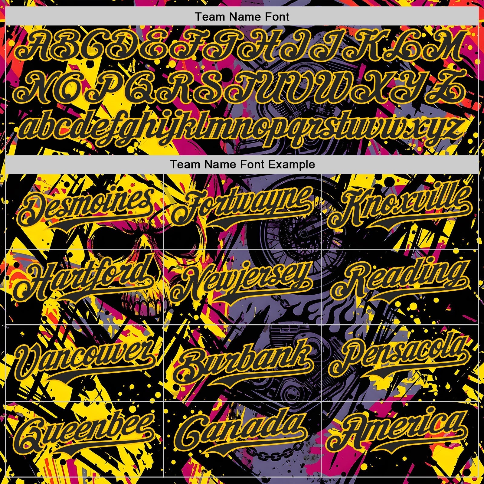 Custom Purple Black Deep Pink-Yellow 3D Pattern Design Motorcycle Motocross Skull Authentic Baseball Jersey baseball jersey product view 4