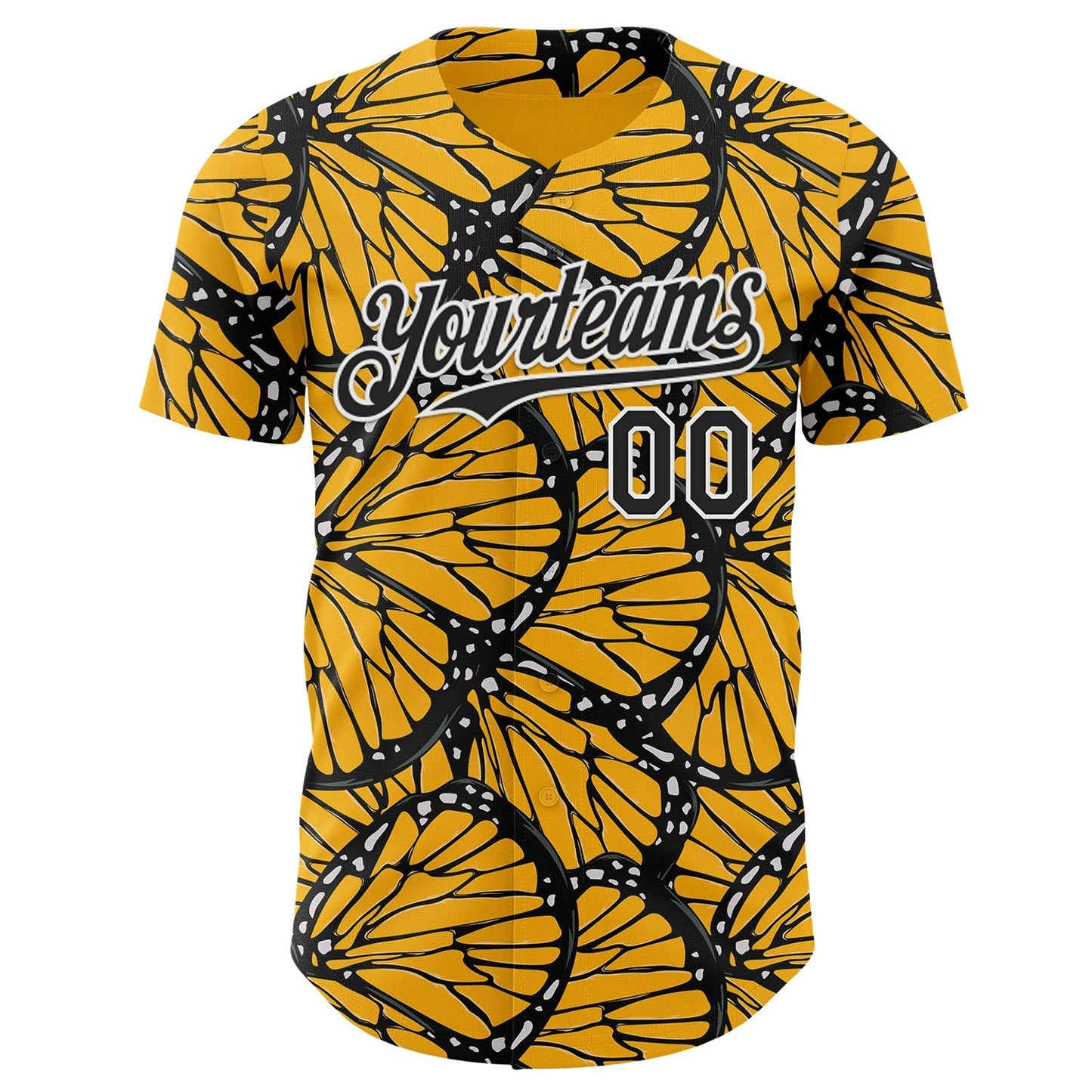 Custom Gold Black-White Butterfly Wing Authentic Baseball Jersey baseball jersey product view 2