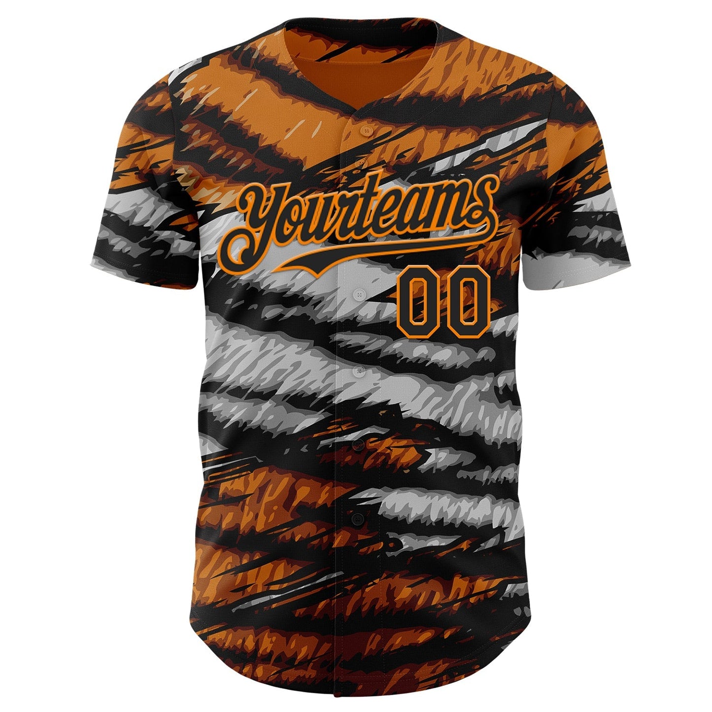 Custom Orange Black Gray-Bay Orange Tiger Stripe Scratch Authentic Baseball Jersey baseball jersey product view 2