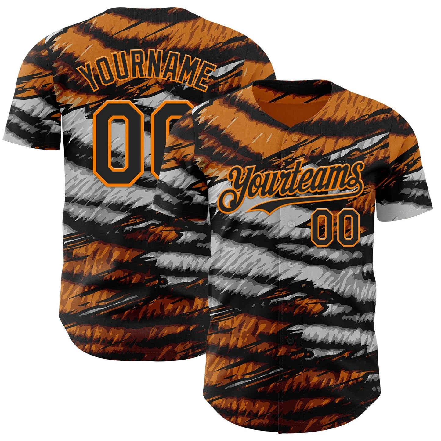 Custom Orange Black Gray-Bay Orange Tiger Stripe Scratch Authentic Baseball Jersey baseball jersey product view 1