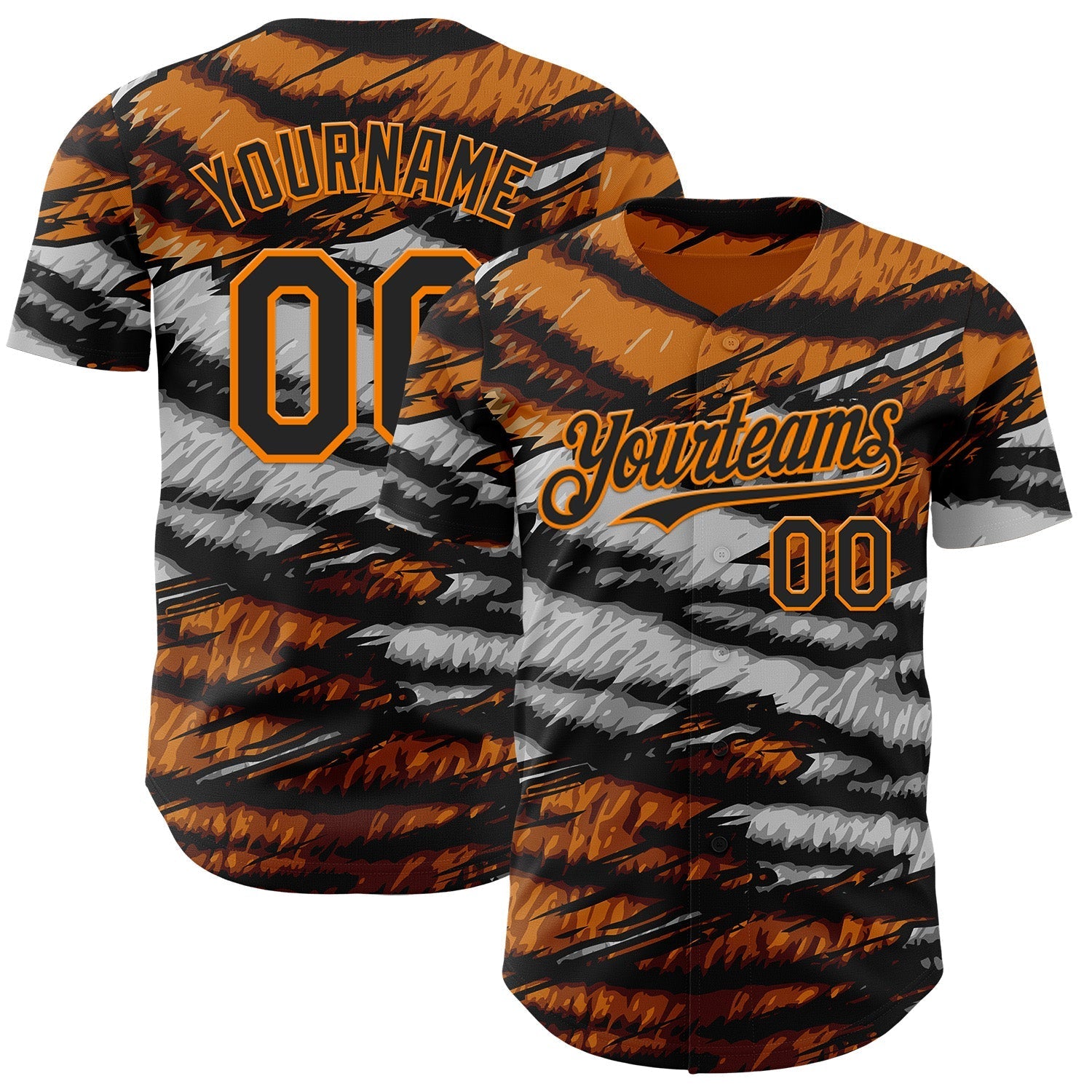 Custom Orange Black Gray-Bay Orange Tiger Stripe Scratch Authentic Baseball Jersey baseball jersey product view 1