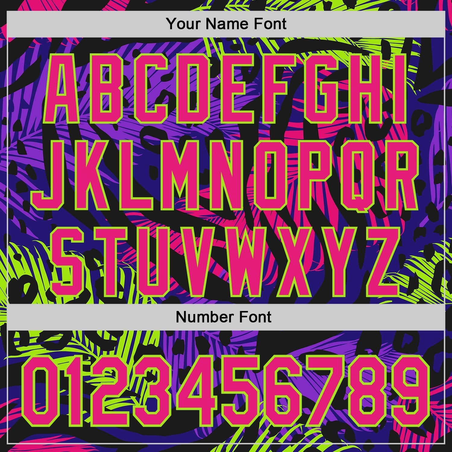 Custom Purple Hot Pink Black-Neon Green Leopard Print Tiger Stripe Leaf Authentic Baseball Jersey baseball jersey product view 5
