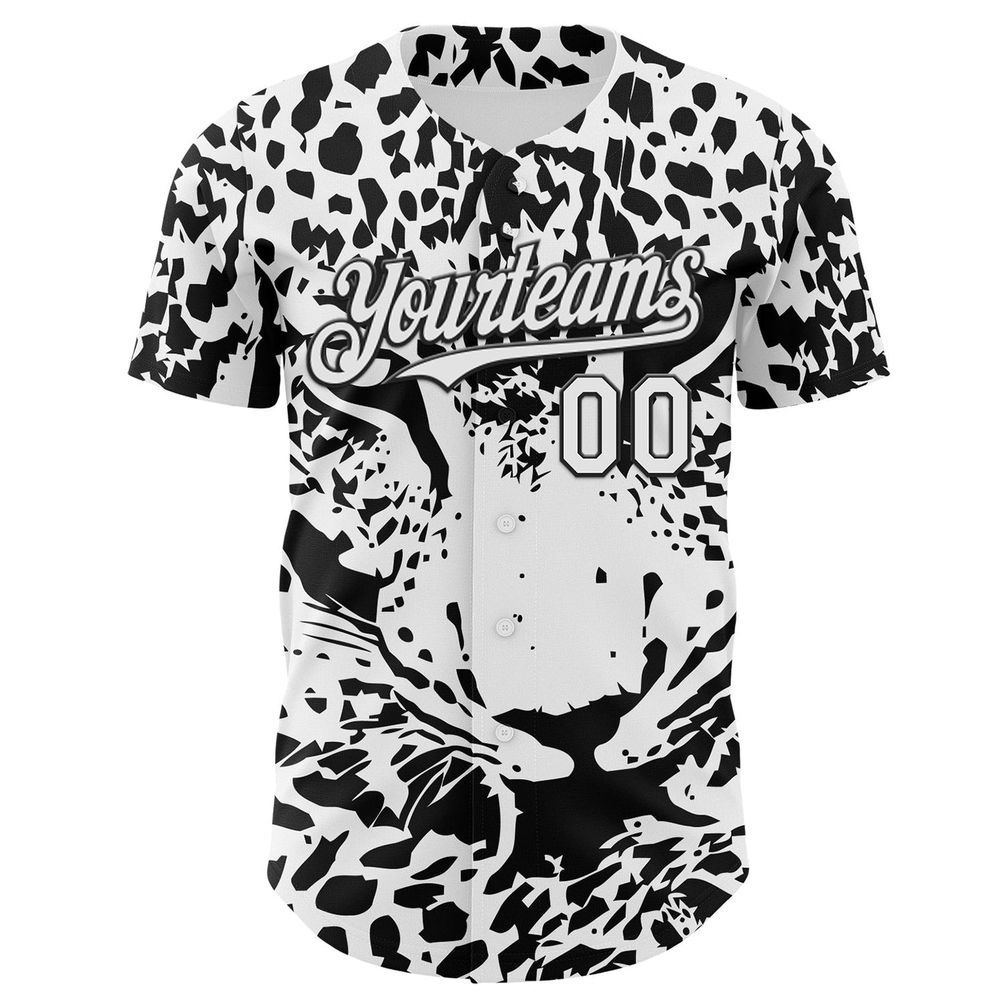 Custom White-Black Leopard Print Authentic Baseball Jersey baseball jersey product view 2