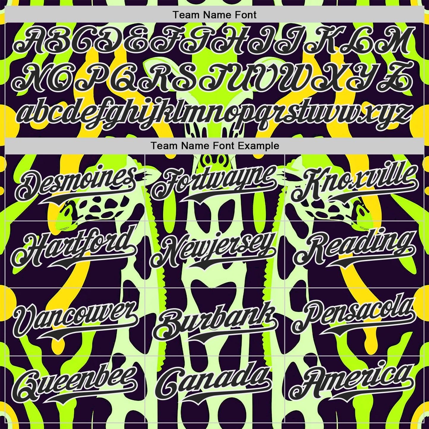 Custom Green Black Yellow-White Giraffe Print Authentic Baseball Jersey baseball jersey product view 4